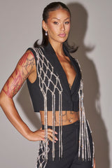 NINA RHINESTONE BLAZER VEST