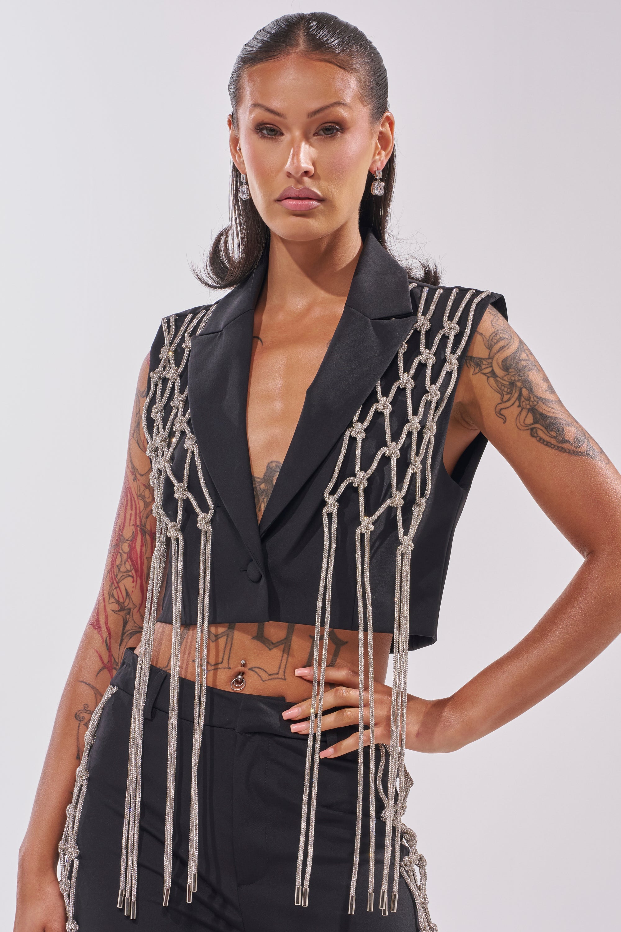 NINA RHINESTONE BLAZER VEST