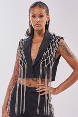 NINA RHINESTONE BLAZER VEST