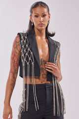 NINA RHINESTONE BLAZER VEST