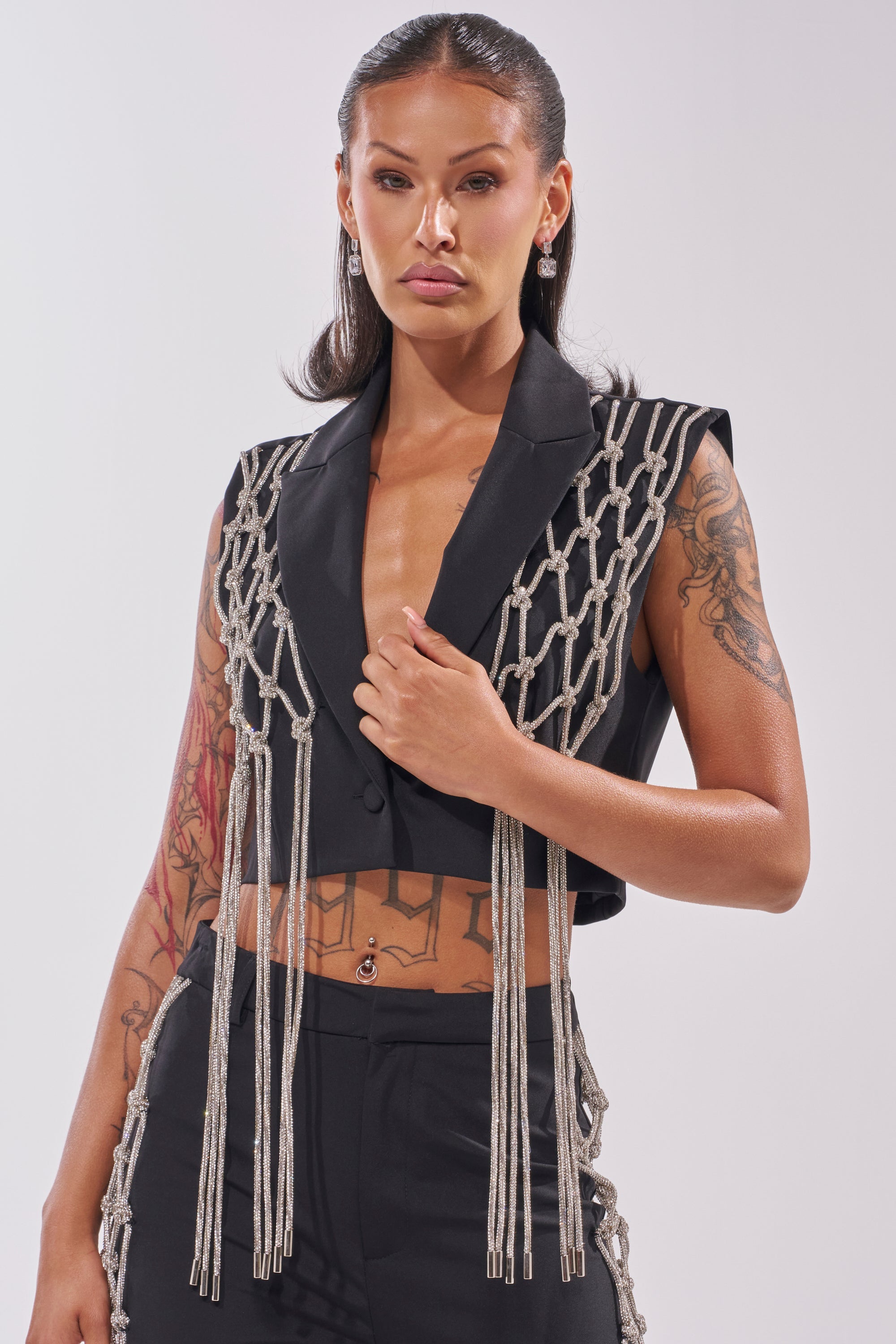 NINA RHINESTONE BLAZER VEST