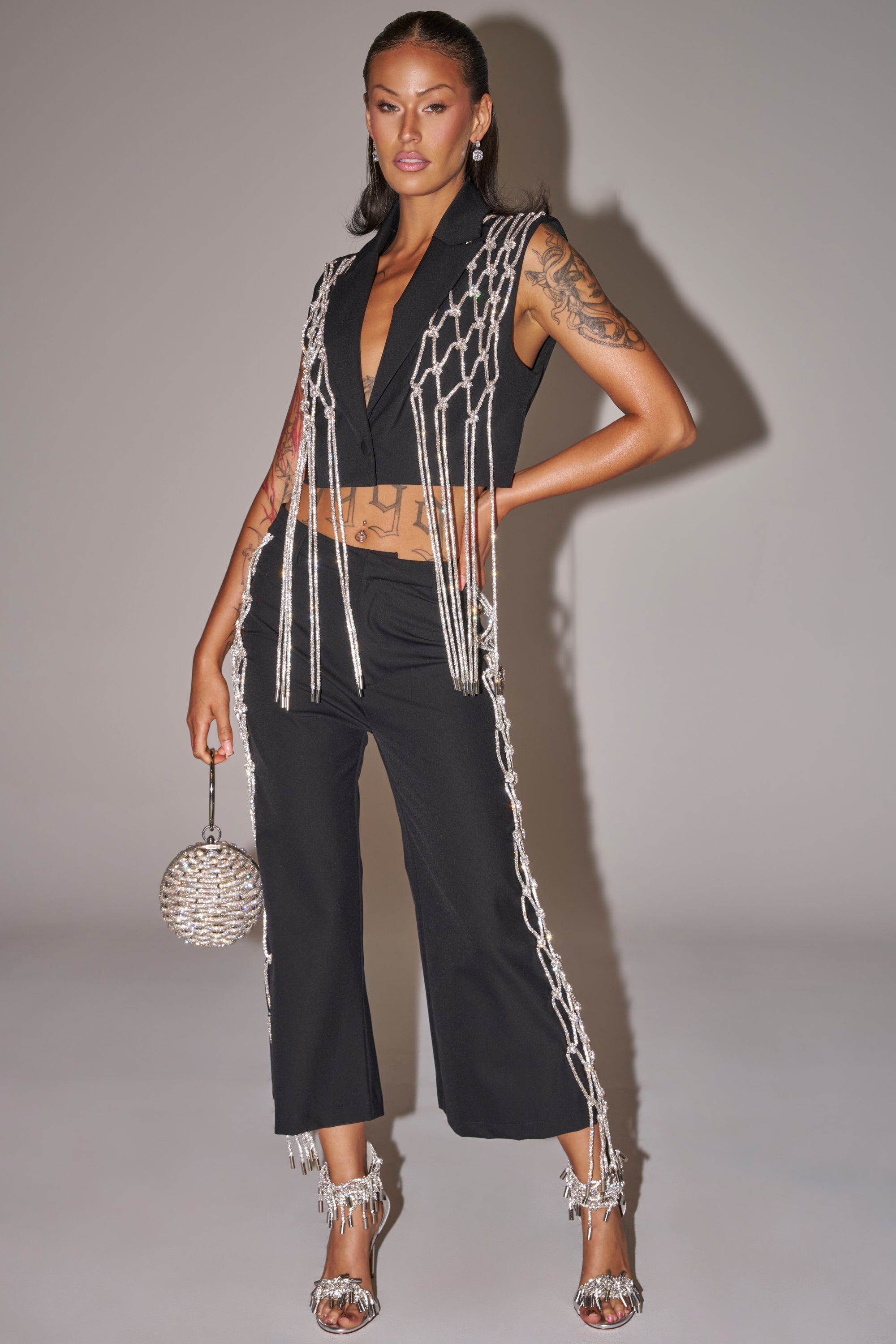 NINA RHINESTONE BLAZER VEST