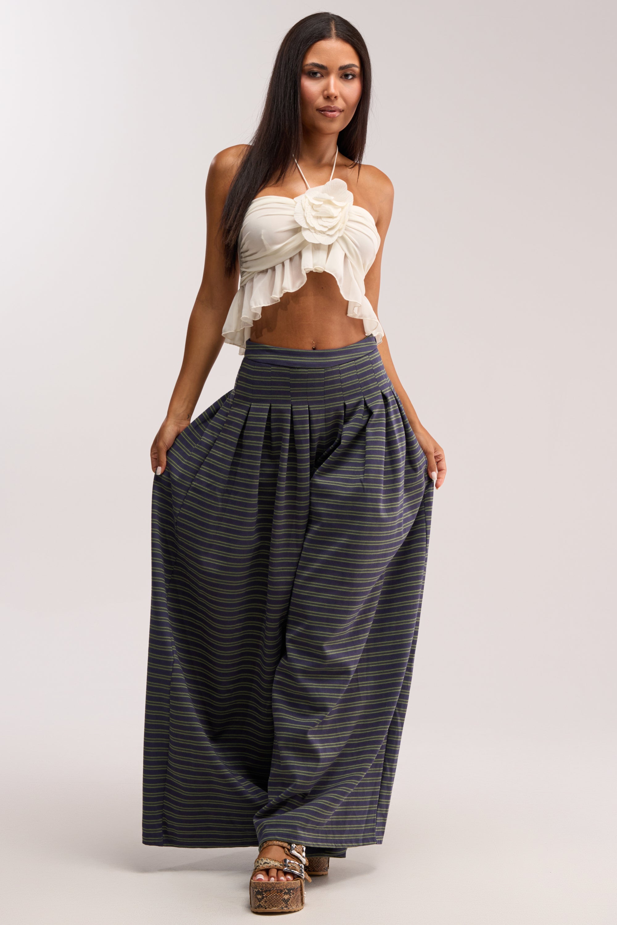 GUESS WHO STRIPE PALAZZO PANT