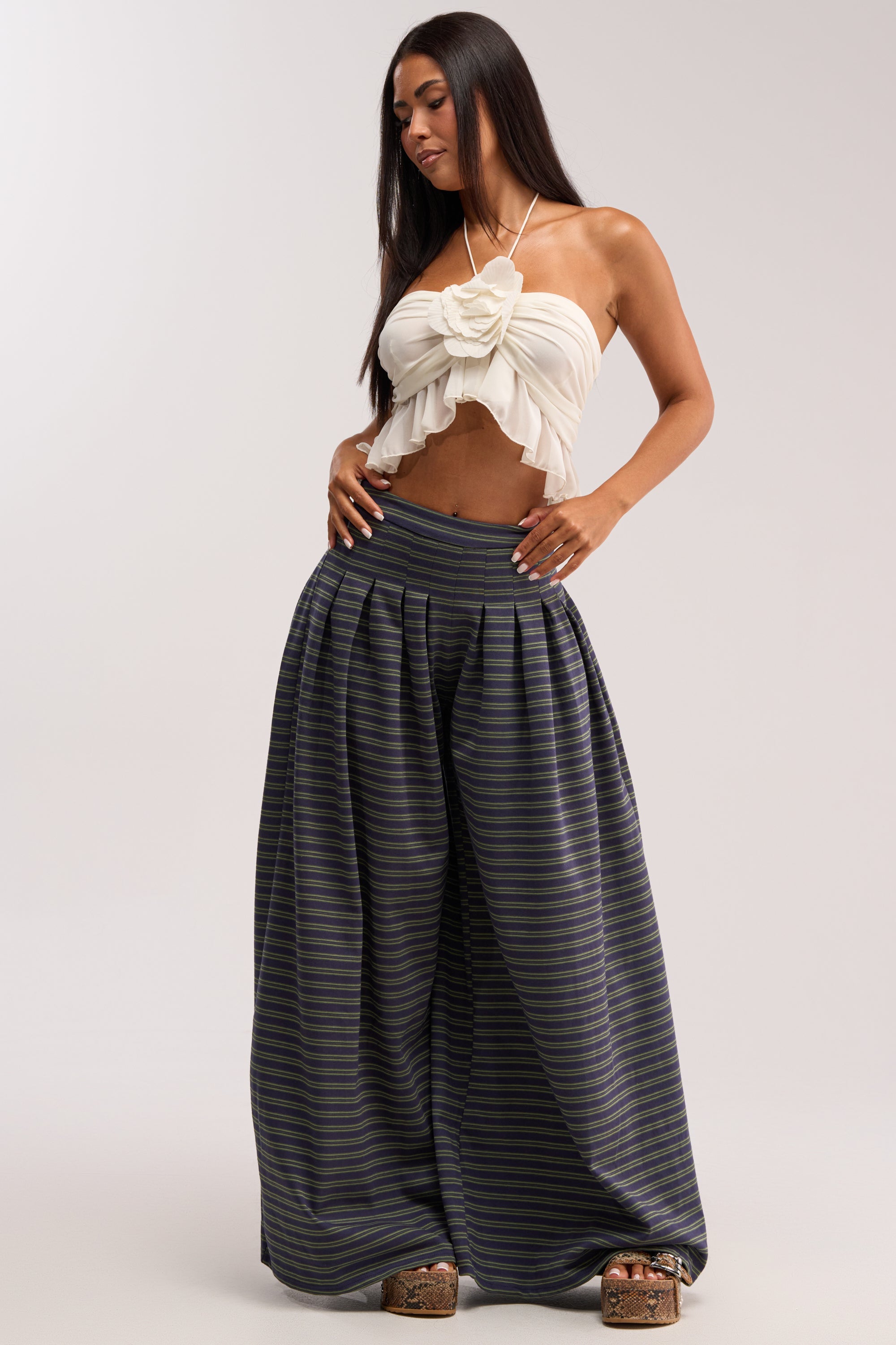 GUESS WHO STRIPE PALAZZO PANT