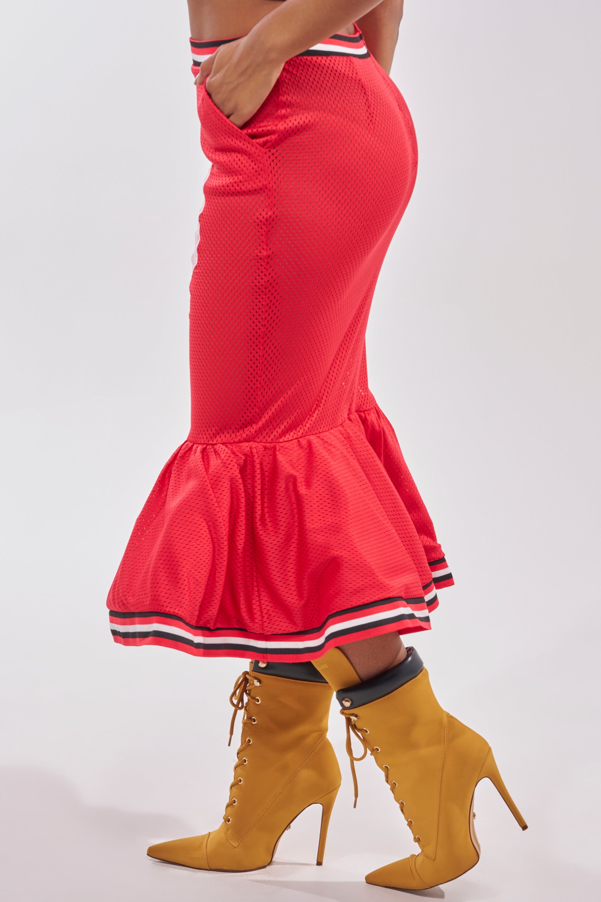 GAME CHANGER PEPLUM MIDI SKIRT