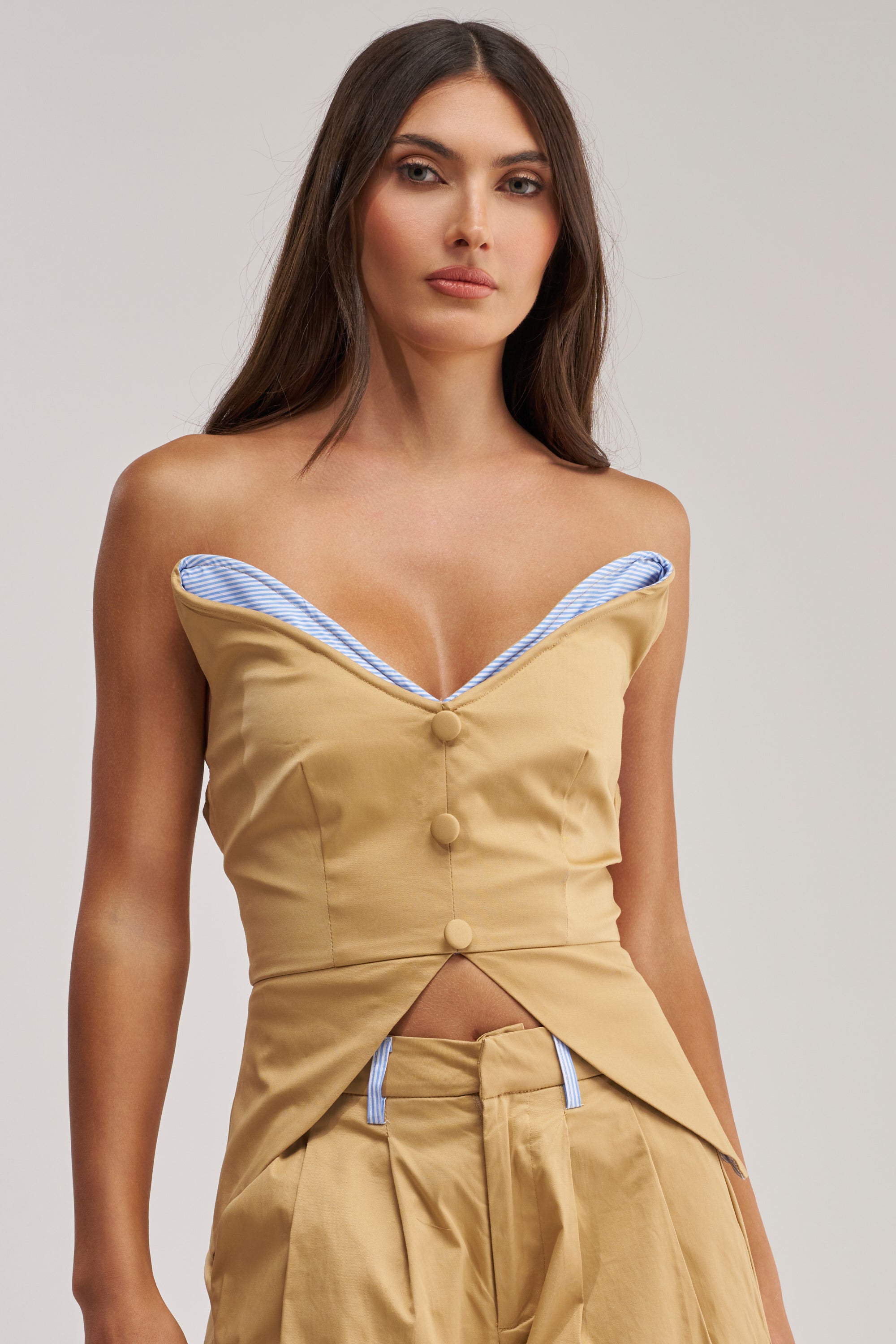 TOP TIER POPLIN TRIM CORSET
