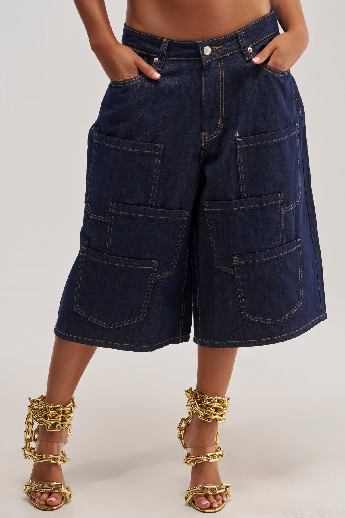 POCKETS ALL OVER DENIM CULOTTE