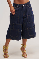 POCKETS ALL OVER DENIM CULOTTE