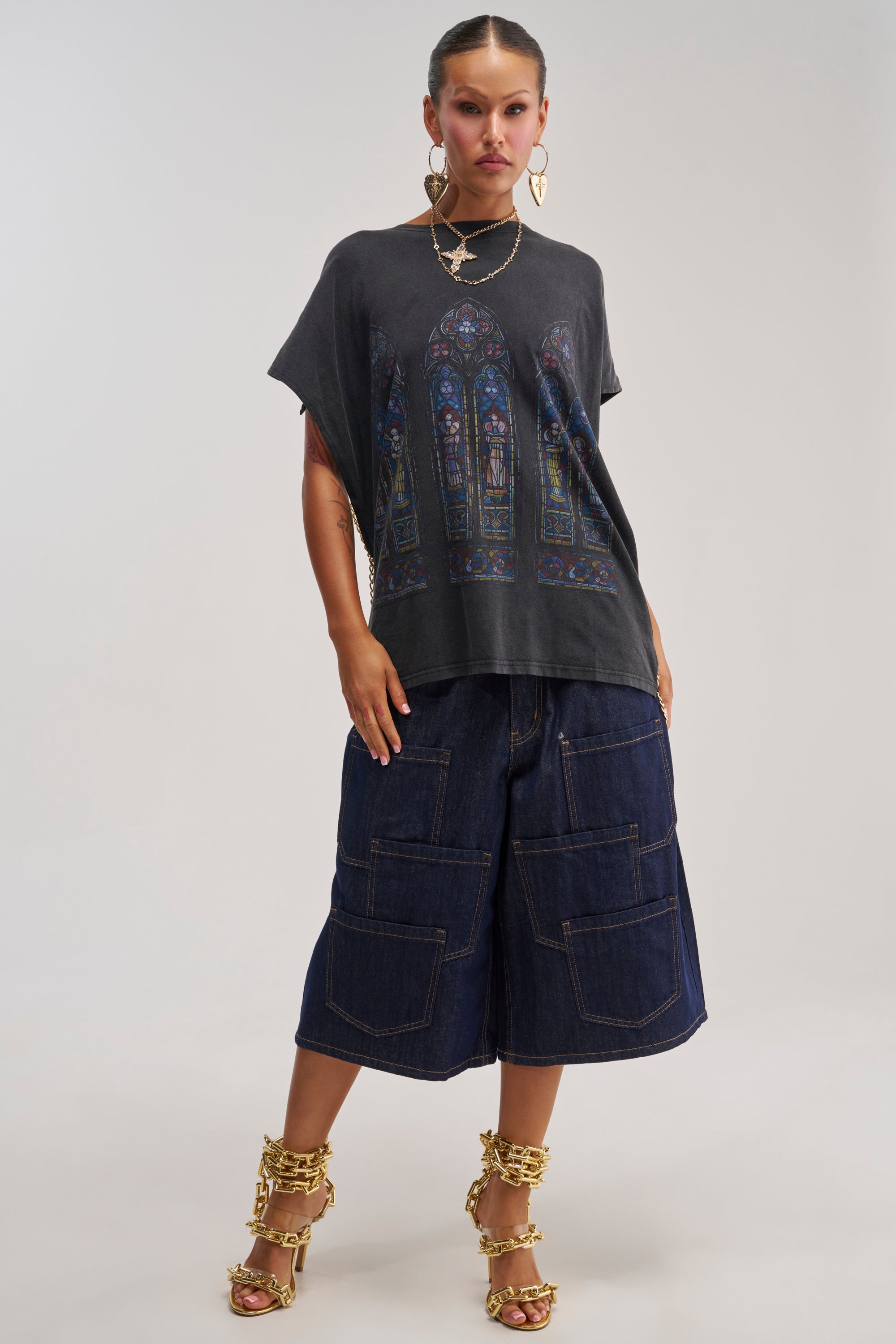 POCKETS ALL OVER DENIM CULOTTE