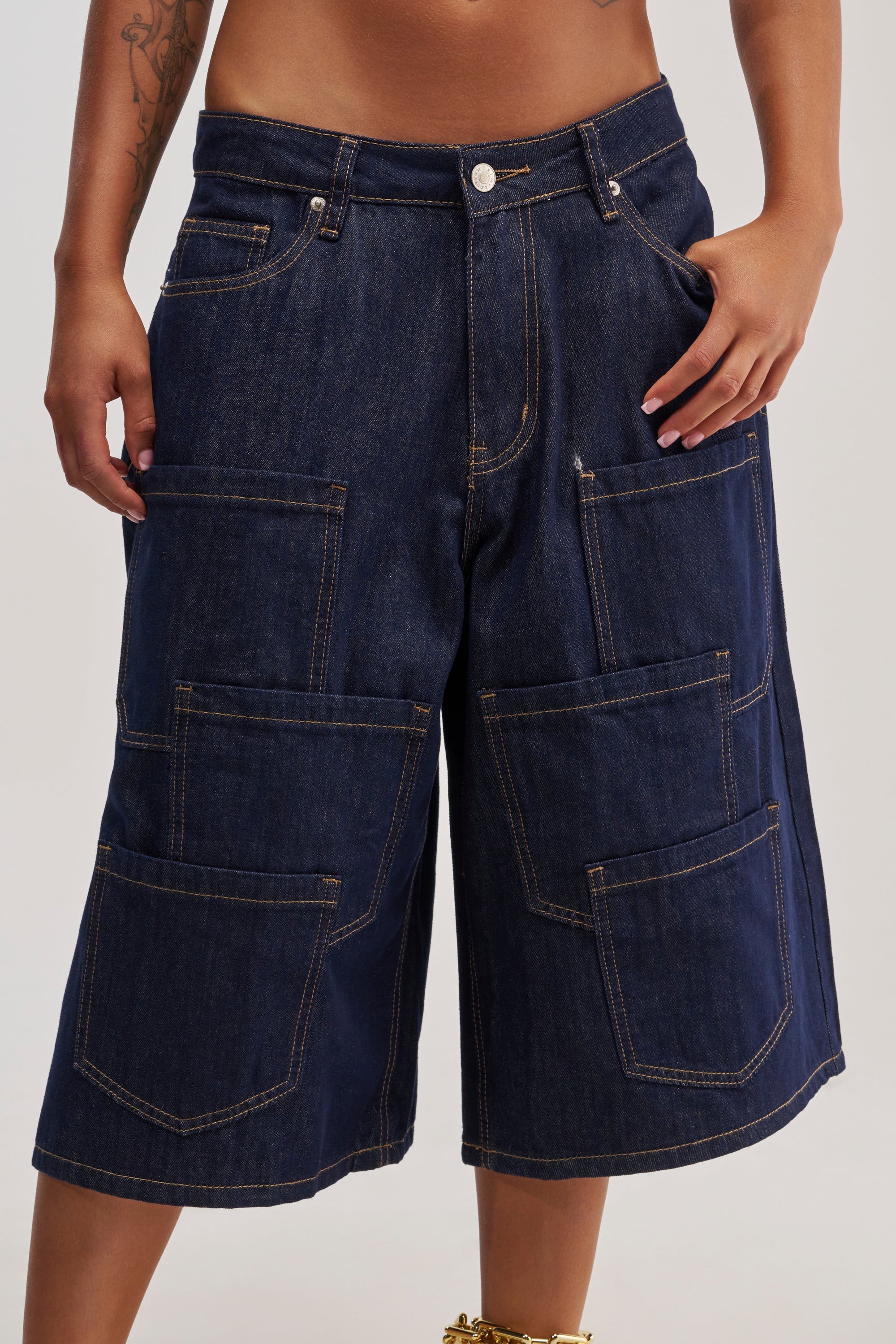 POCKETS ALL OVER DENIM CULOTTE