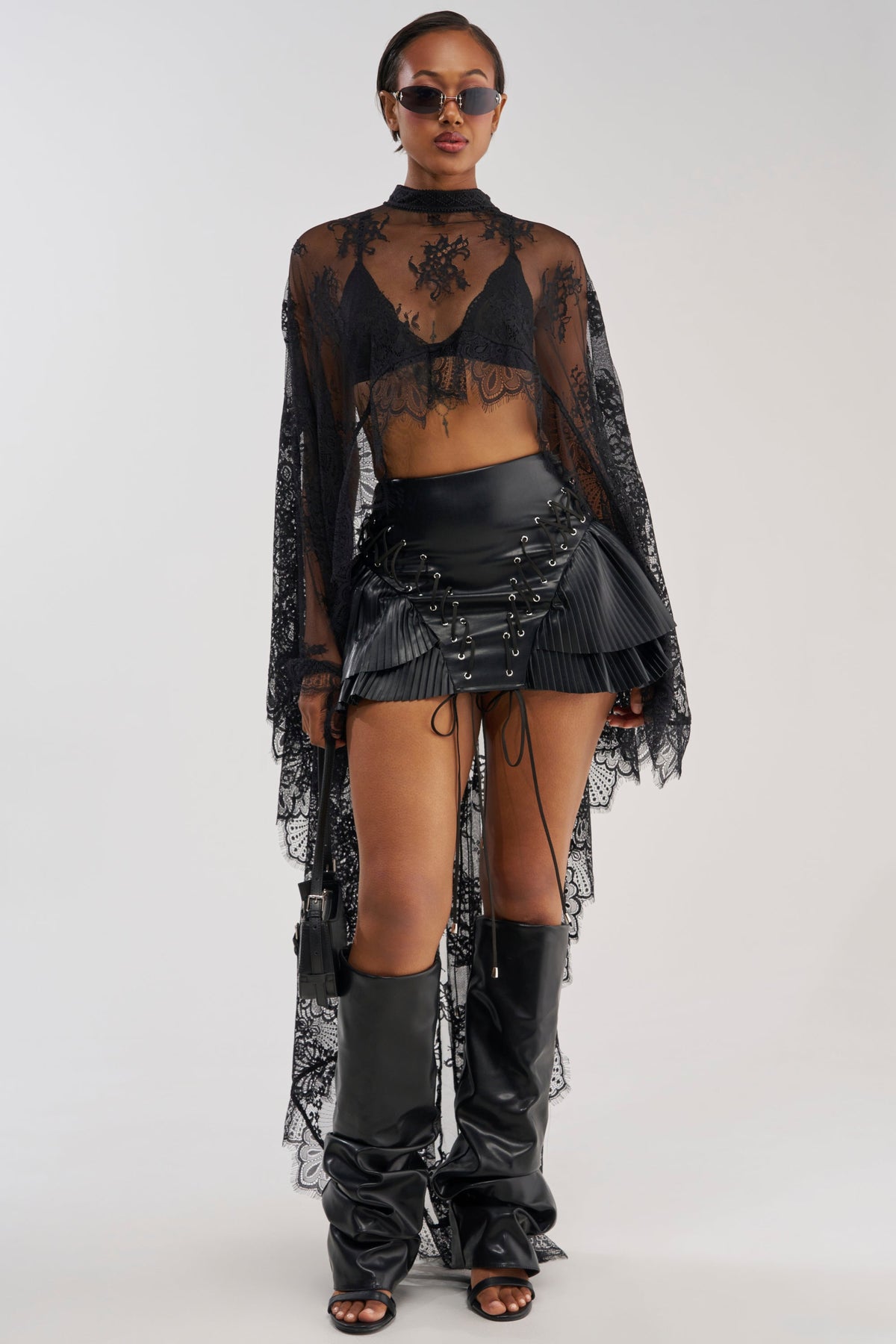COME FIND ME FAUX LEATHER MINI SKIRT