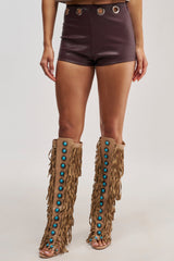CATCH ME IF YOU CAN FAUX LEATHER SHORT WITH GROMMETS
