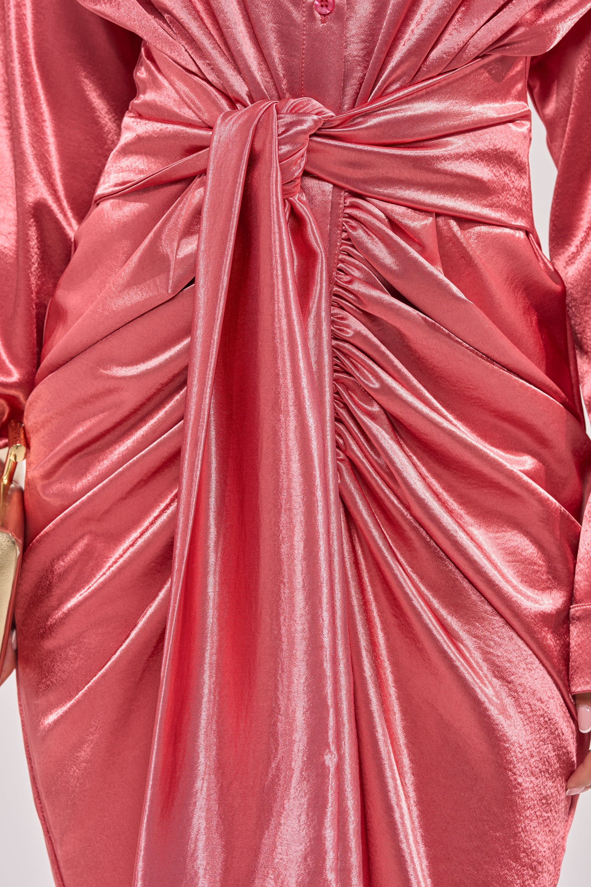 WITH LOVE COLLARED SATIN MIDI DRESS
