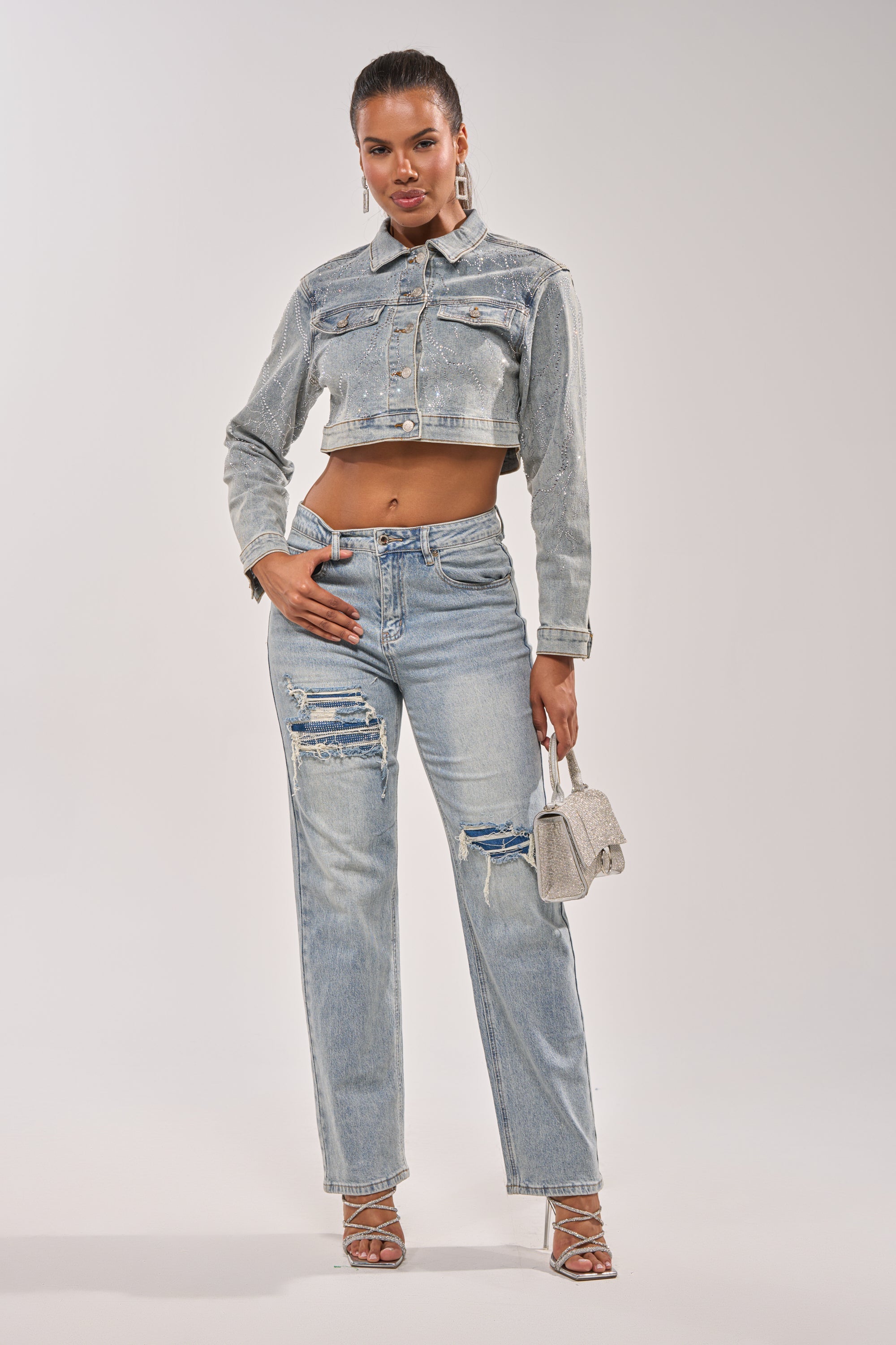 DAZED RHINESTONE DENIM JACKET