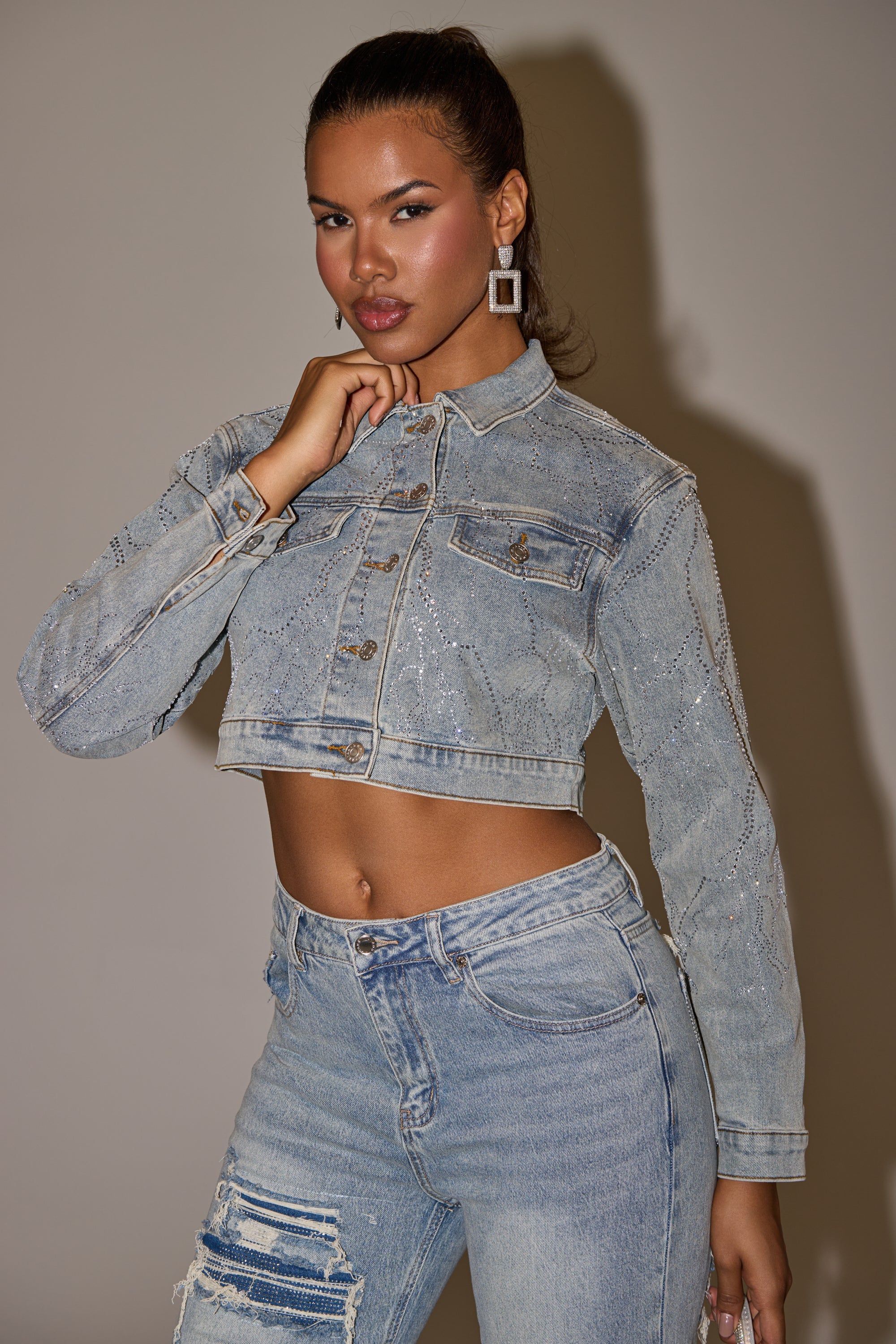 DAZED RHINESTONE DENIM JACKET