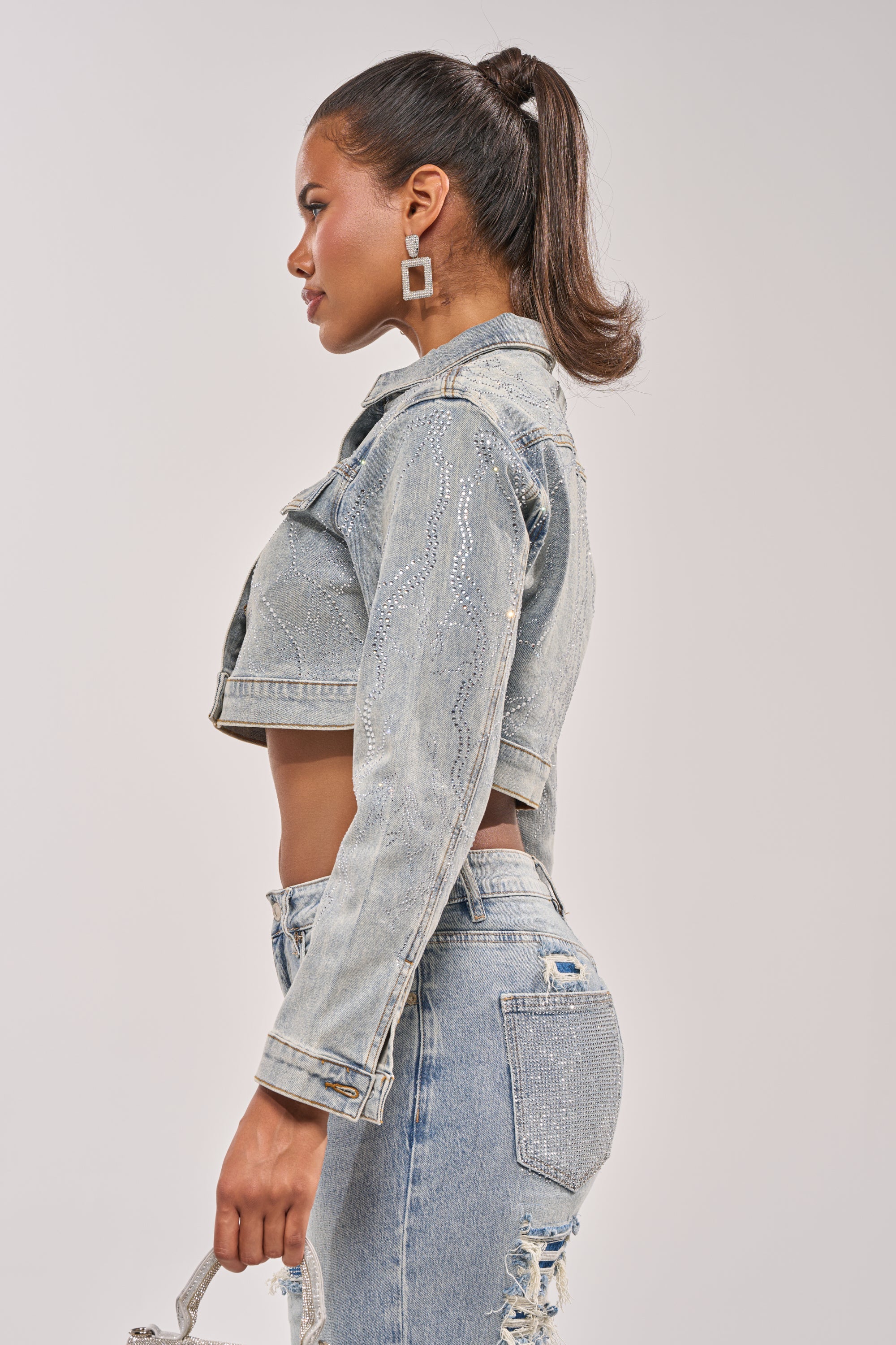 DAZED RHINESTONE DENIM JACKET