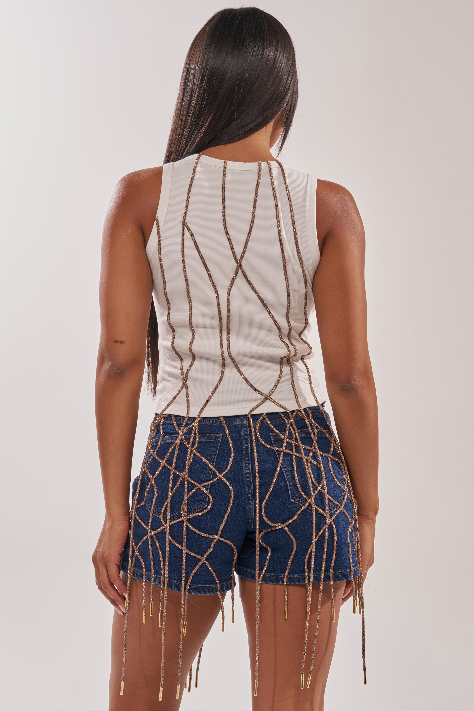 NINA EMBELLISHED RIBBED TANK