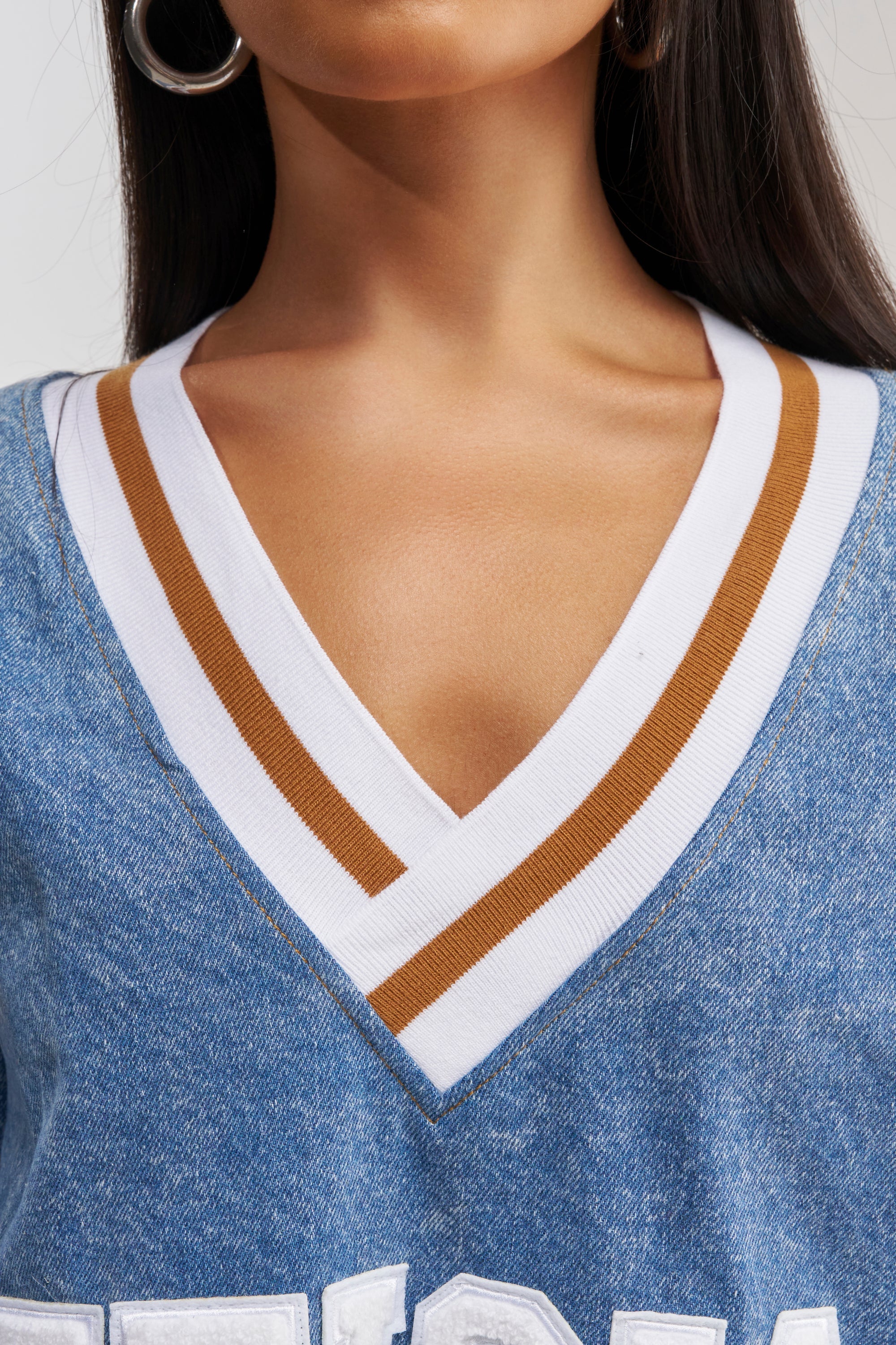 PLAYER FOR YOU DENIM JERSEY MINI DRESS