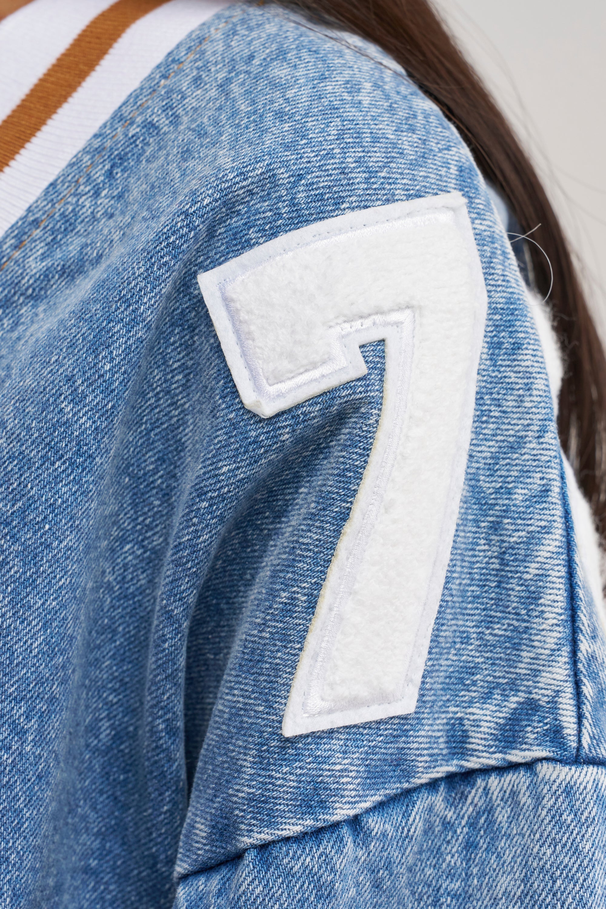 PLAYER FOR YOU DENIM JERSEY MINI DRESS