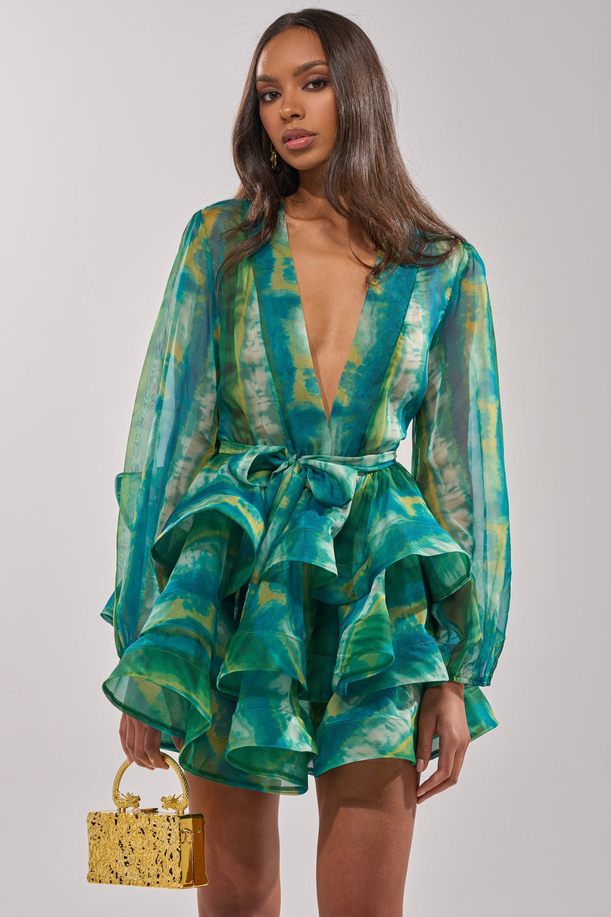 SEA BREEZE RUFFLE MINI DRESS