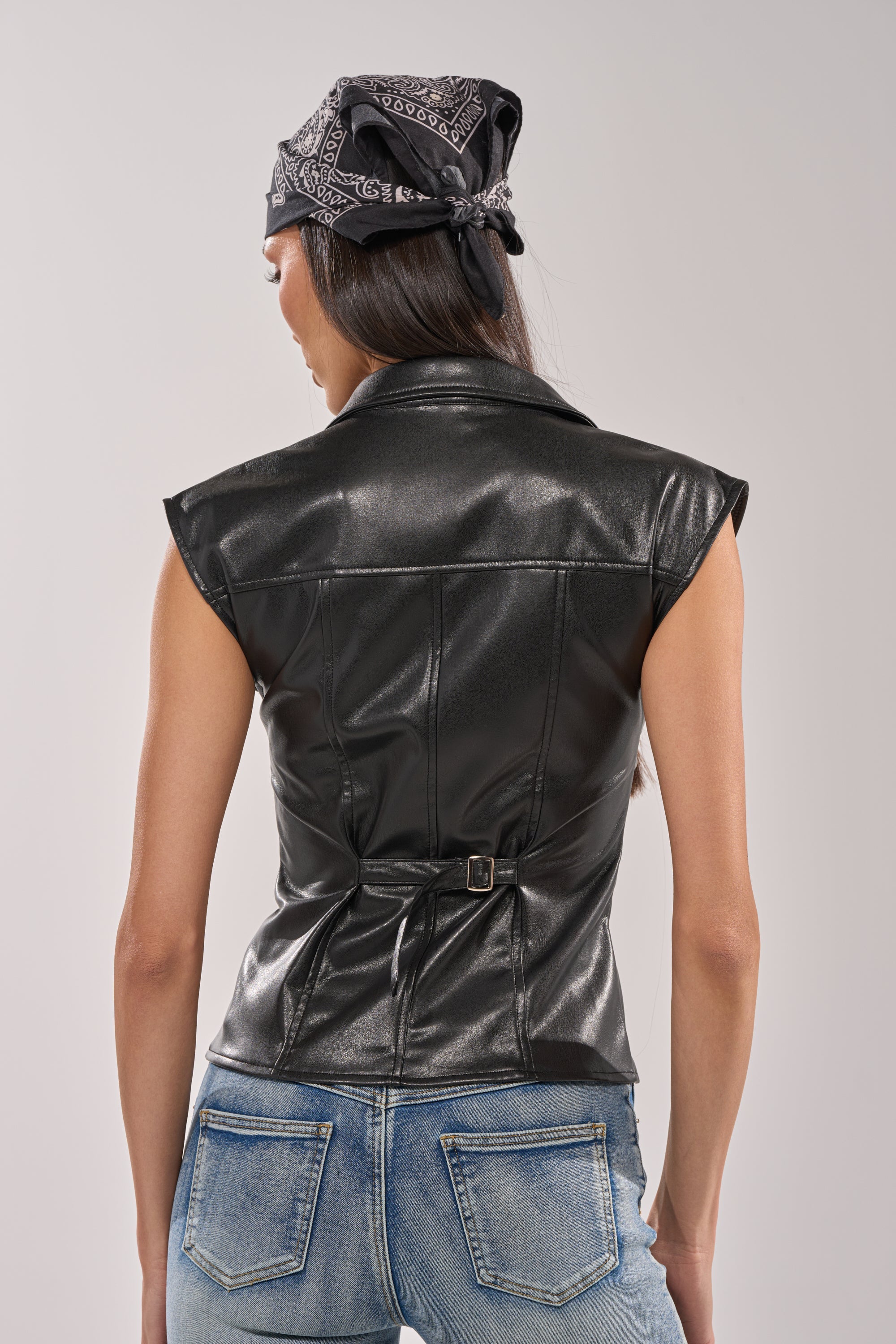 GUESS WHO FAUX LEATHER BUTTON DOWN