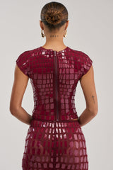 SEE THROUGH ME TOP IN BURGUNDY