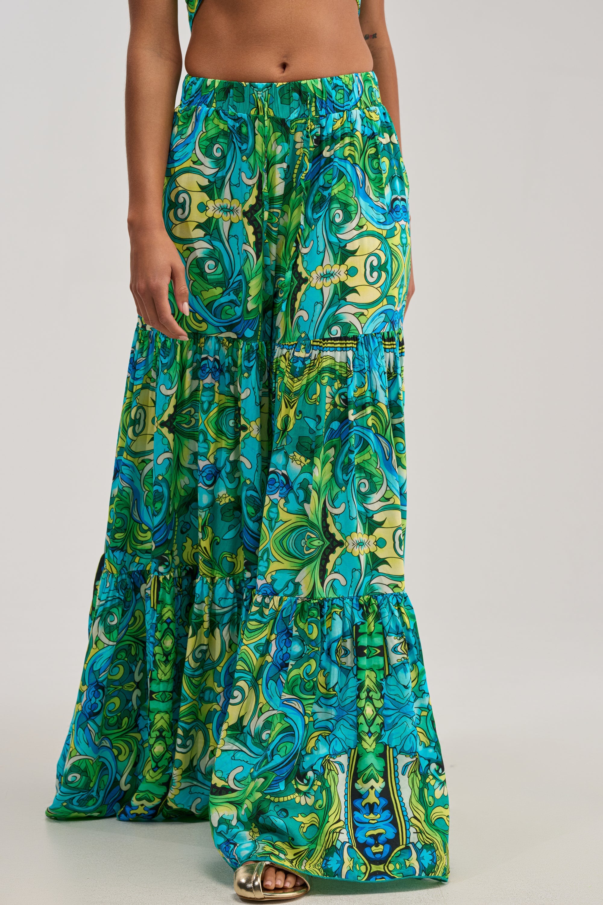INTO THE GARDEN PALAZZO PANT IN GREEN MULTI