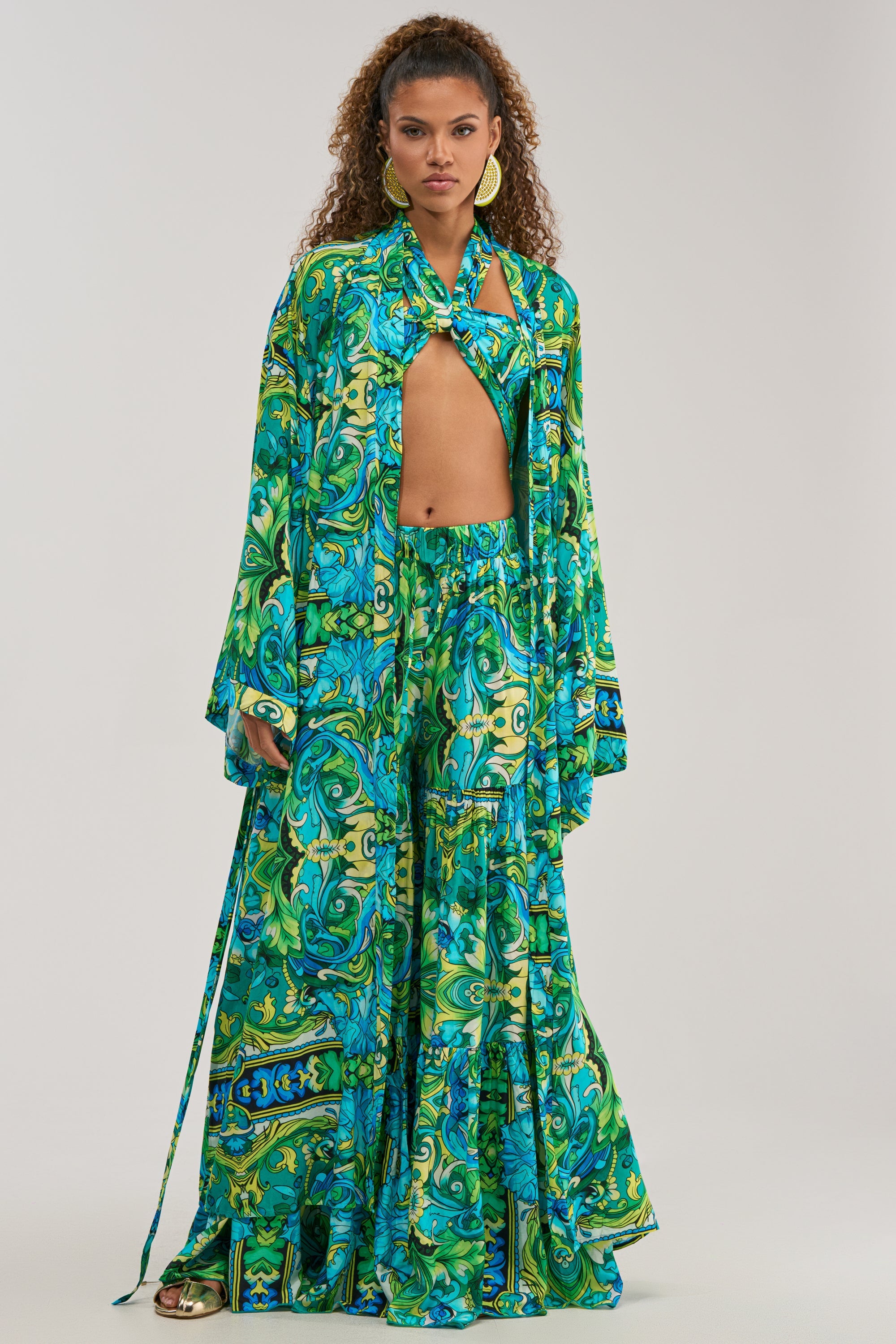 INTO THE GARDEN PALAZZO PANT IN GREEN MULTI