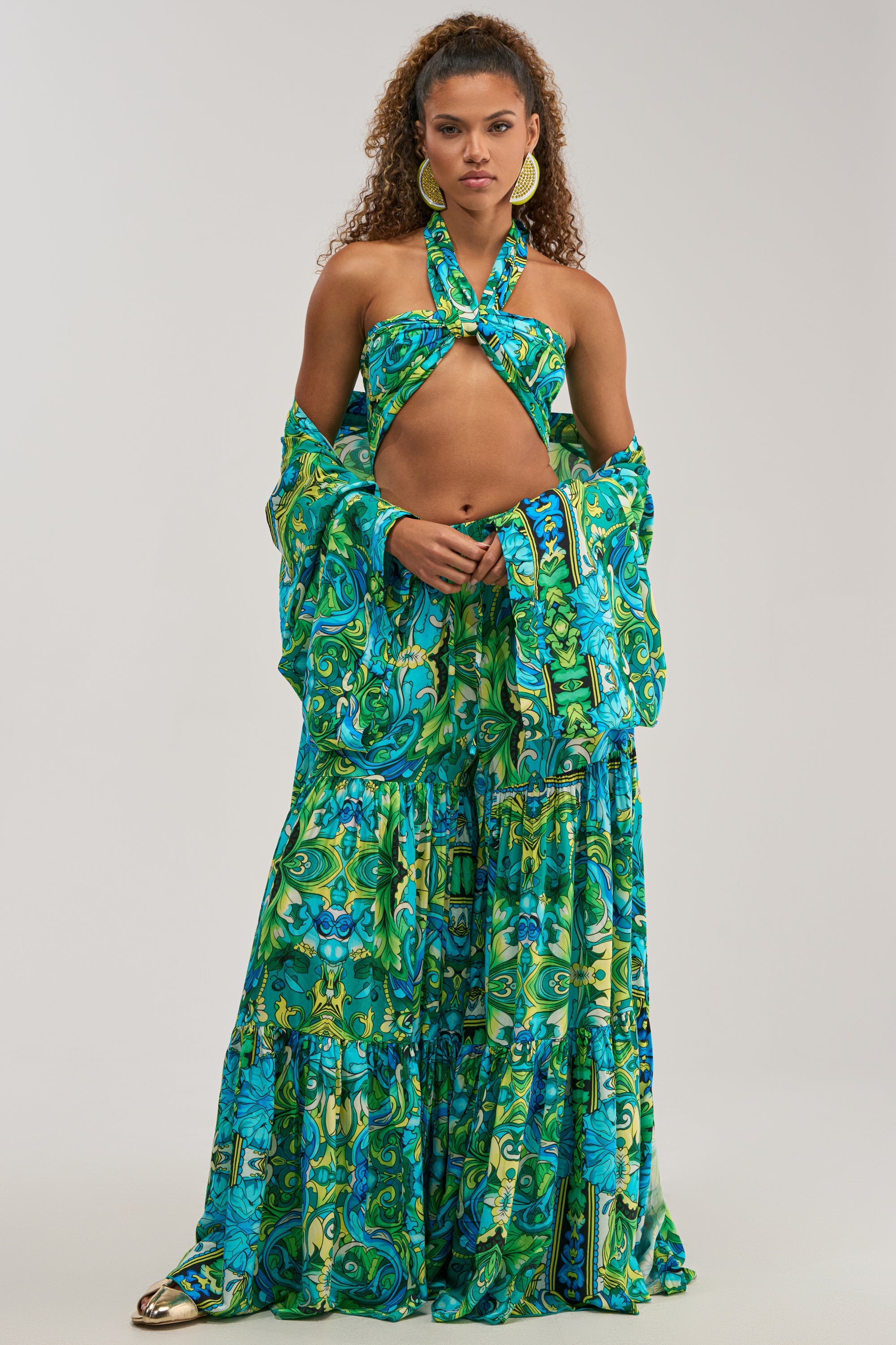 INTO THE GARDEN PALAZZO PANT IN GREEN MULTI