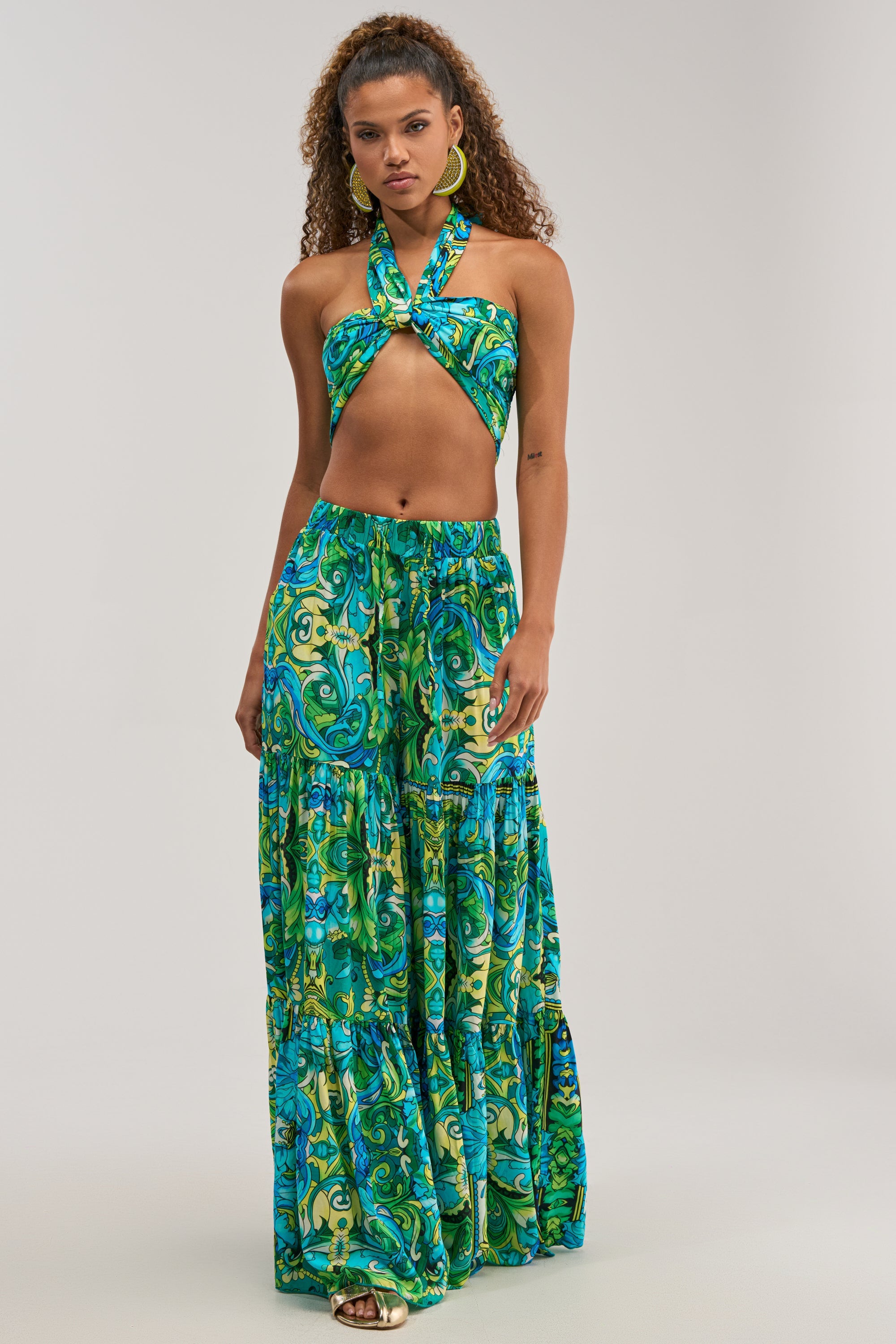 INTO THE GARDEN PALAZZO PANT IN GREEN MULTI