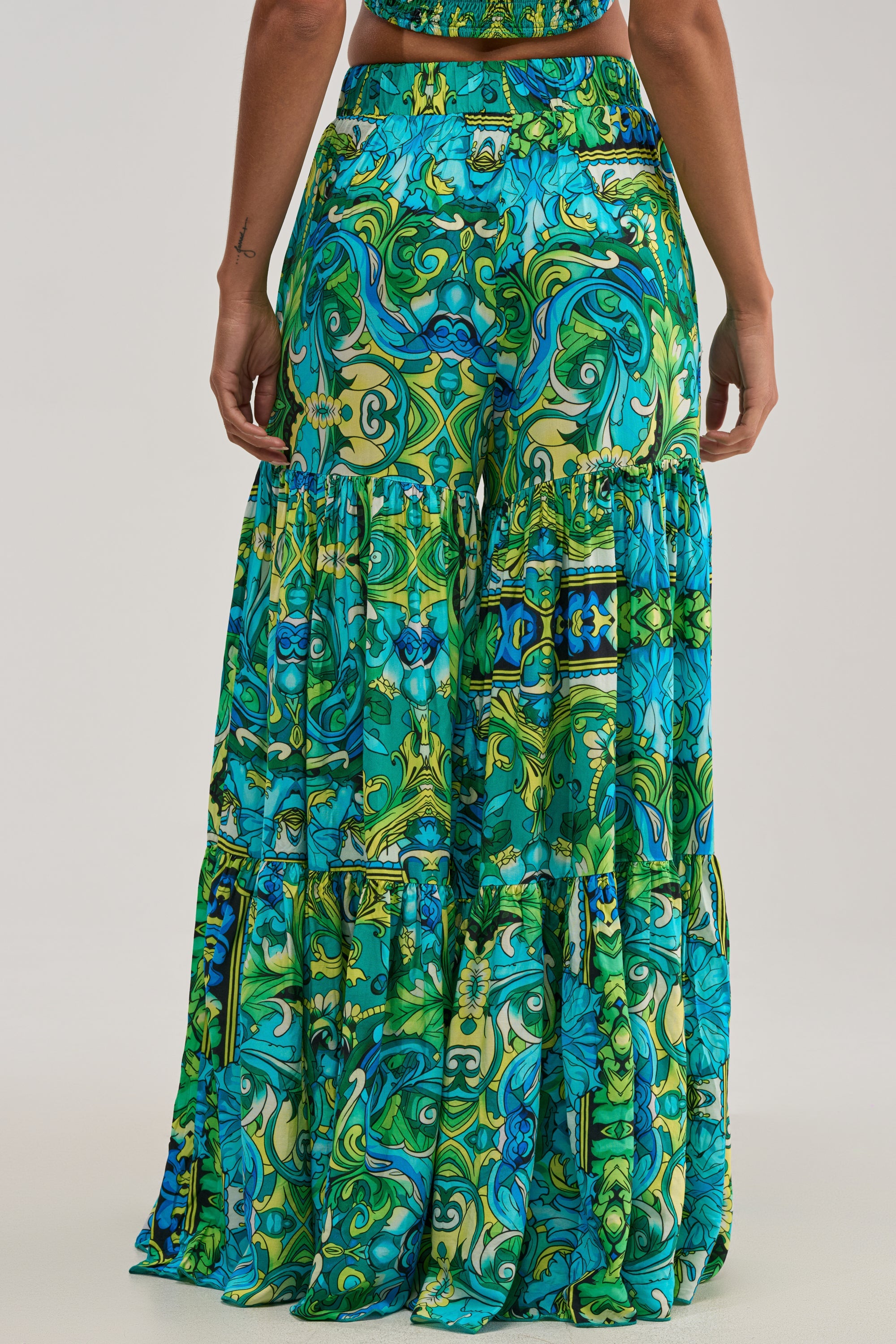 INTO THE GARDEN PALAZZO PANT IN GREEN MULTI