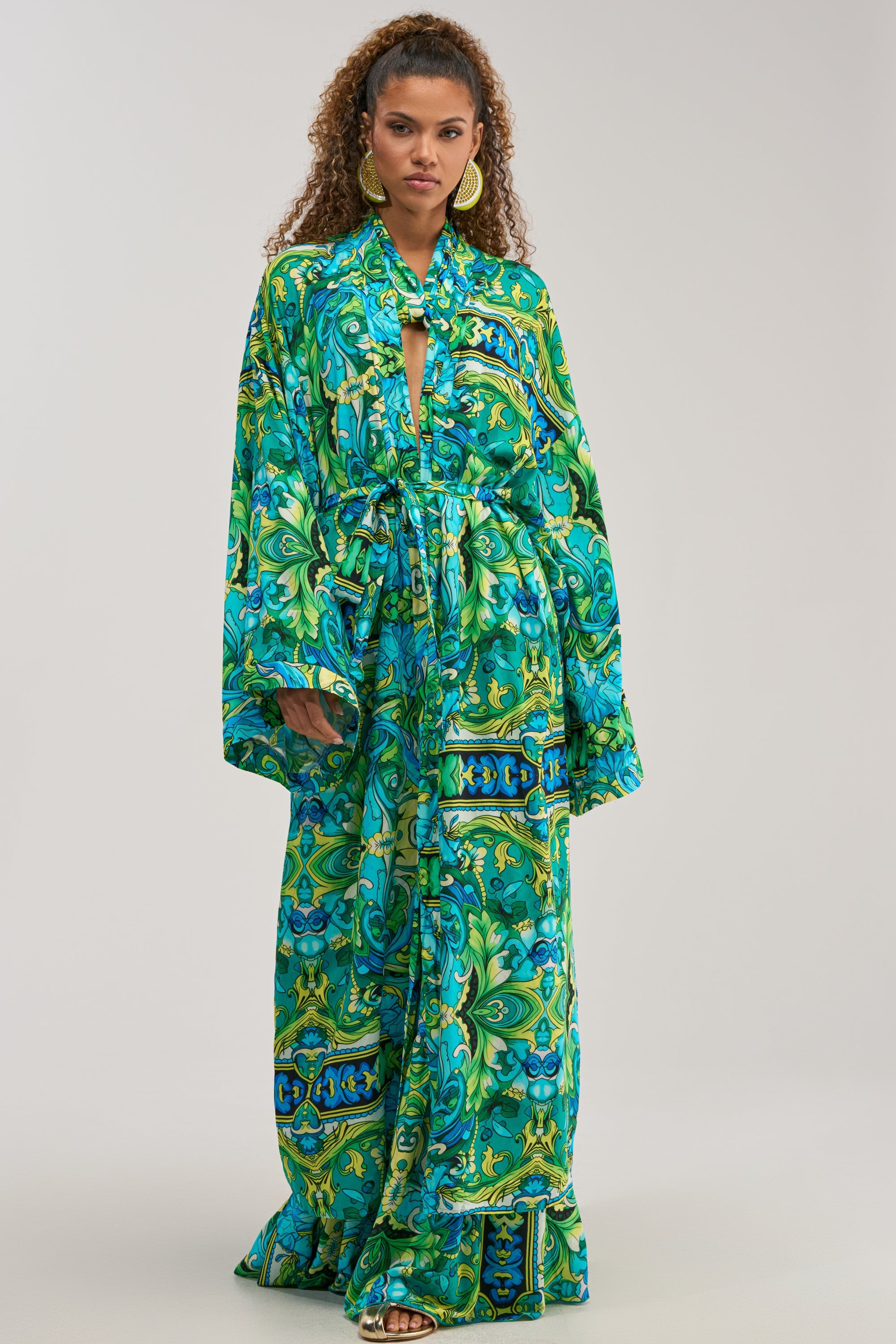 INTO THE GARDEN DUSTER IN GREEN MULTI