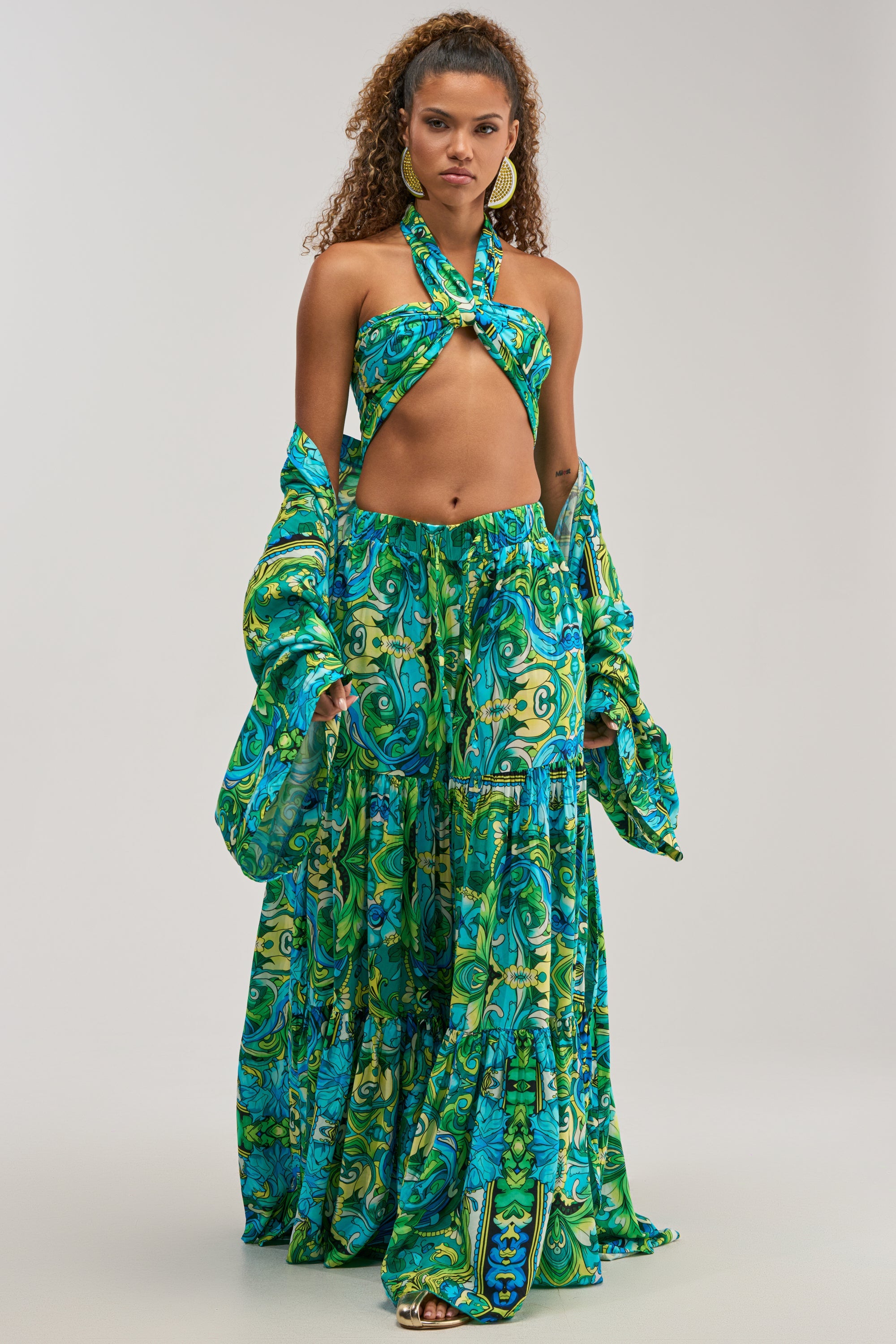INTO THE GARDEN BRALETTE IN GREEN MULTI