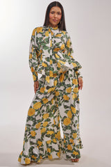 JULIE FLORAL WIDE LEG RUFFLE PANT