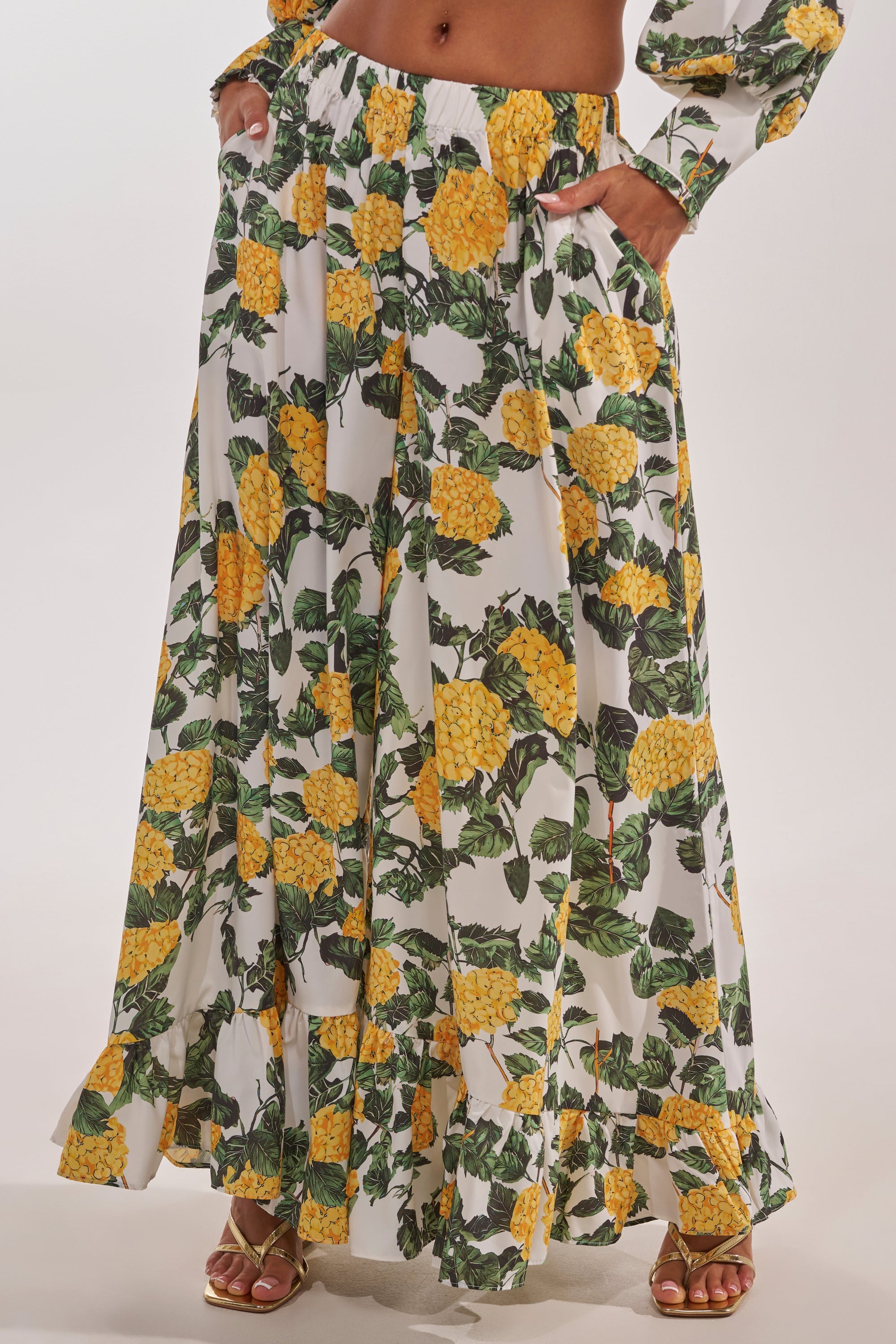 JULIE FLORAL WIDE LEG RUFFLE PANT
