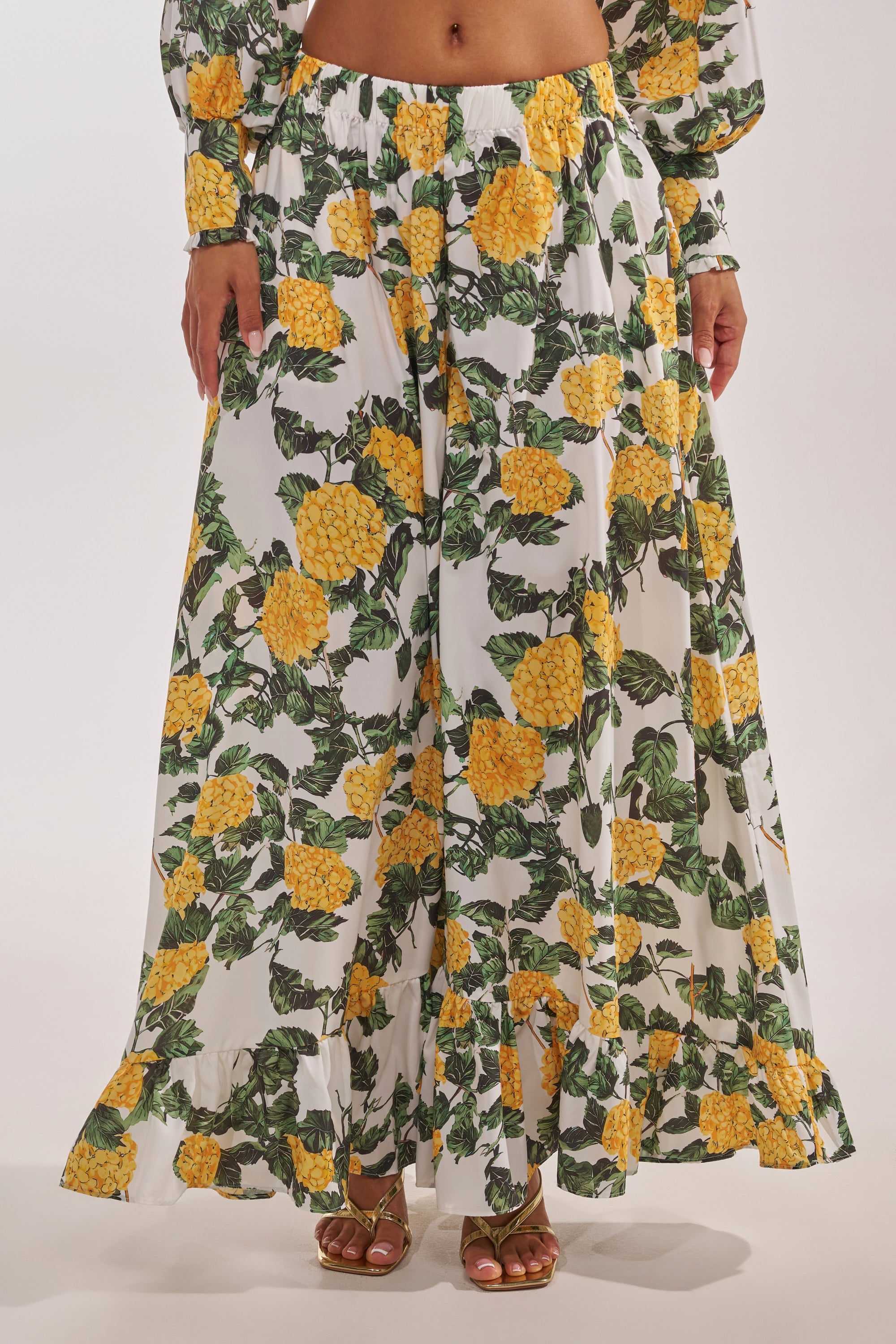 JULIE FLORAL WIDE LEG RUFFLE PANT