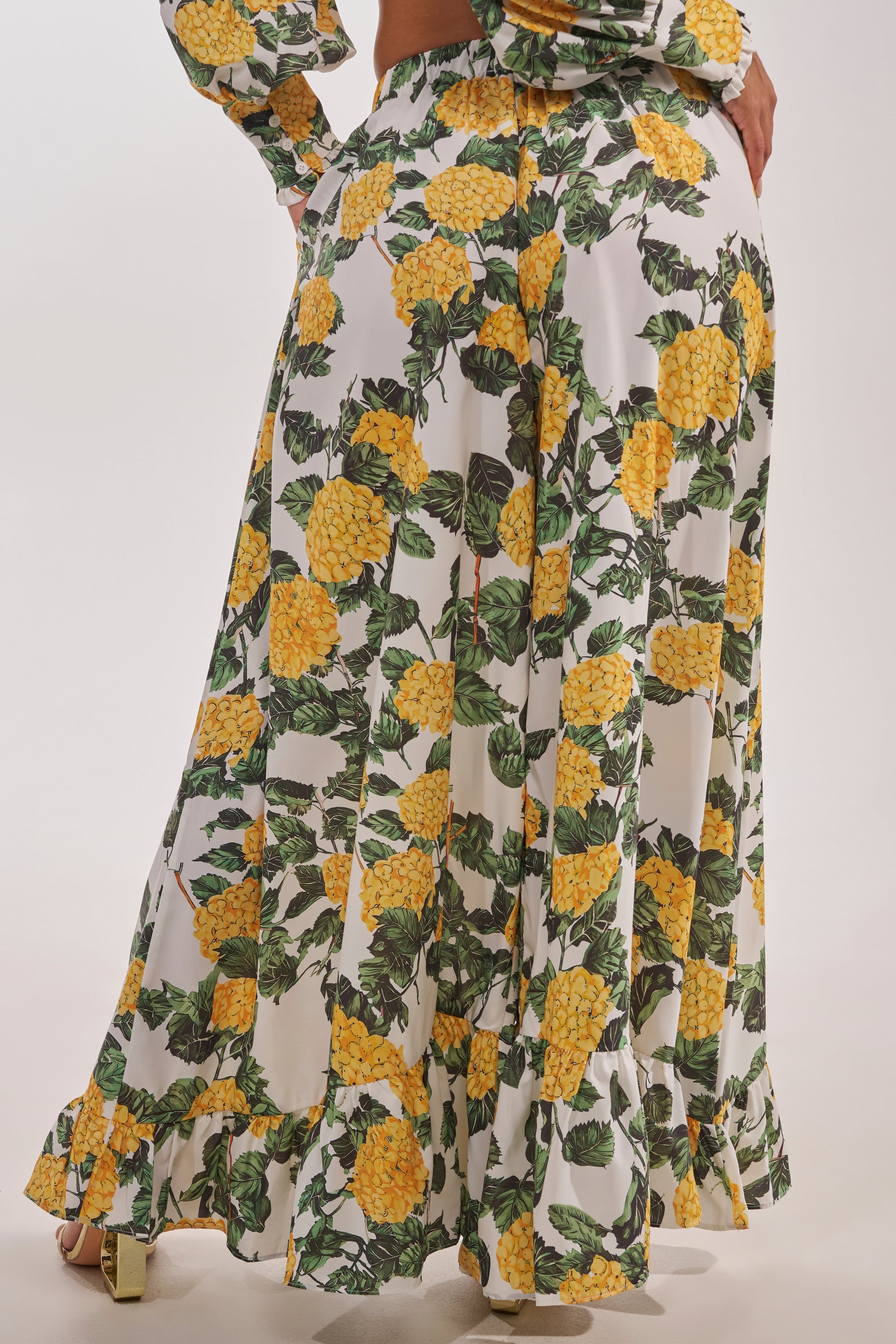 JULIE FLORAL WIDE LEG RUFFLE PANT