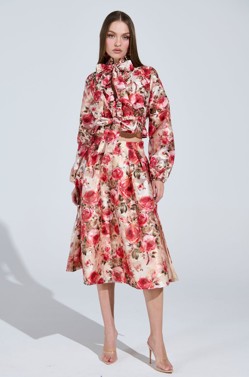 DANCE WITH ME FLORAL TIE FRONT BLOUSE
