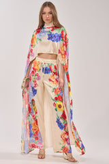 FLORAL BURST CAPE TOP