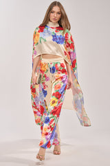 FLORAL BURST CAPE TOP