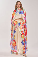 FLORAL BURST CAPE TOP