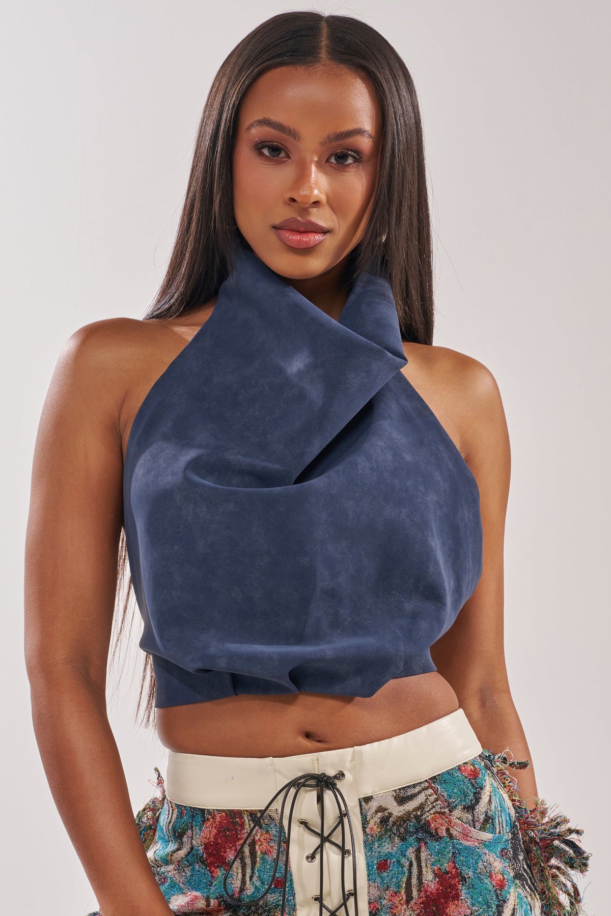 JANE SUEDE HALTER TOP