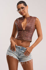 DOWN FOR WHATEVER FAUX LEATHER CORSET TOP