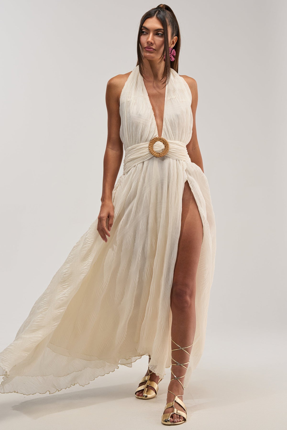 BEACH CLUB BELTED MAXI DRESS IN WHITE