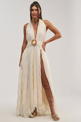 BEACH CLUB BELTED MAXI DRESS IN WHITE