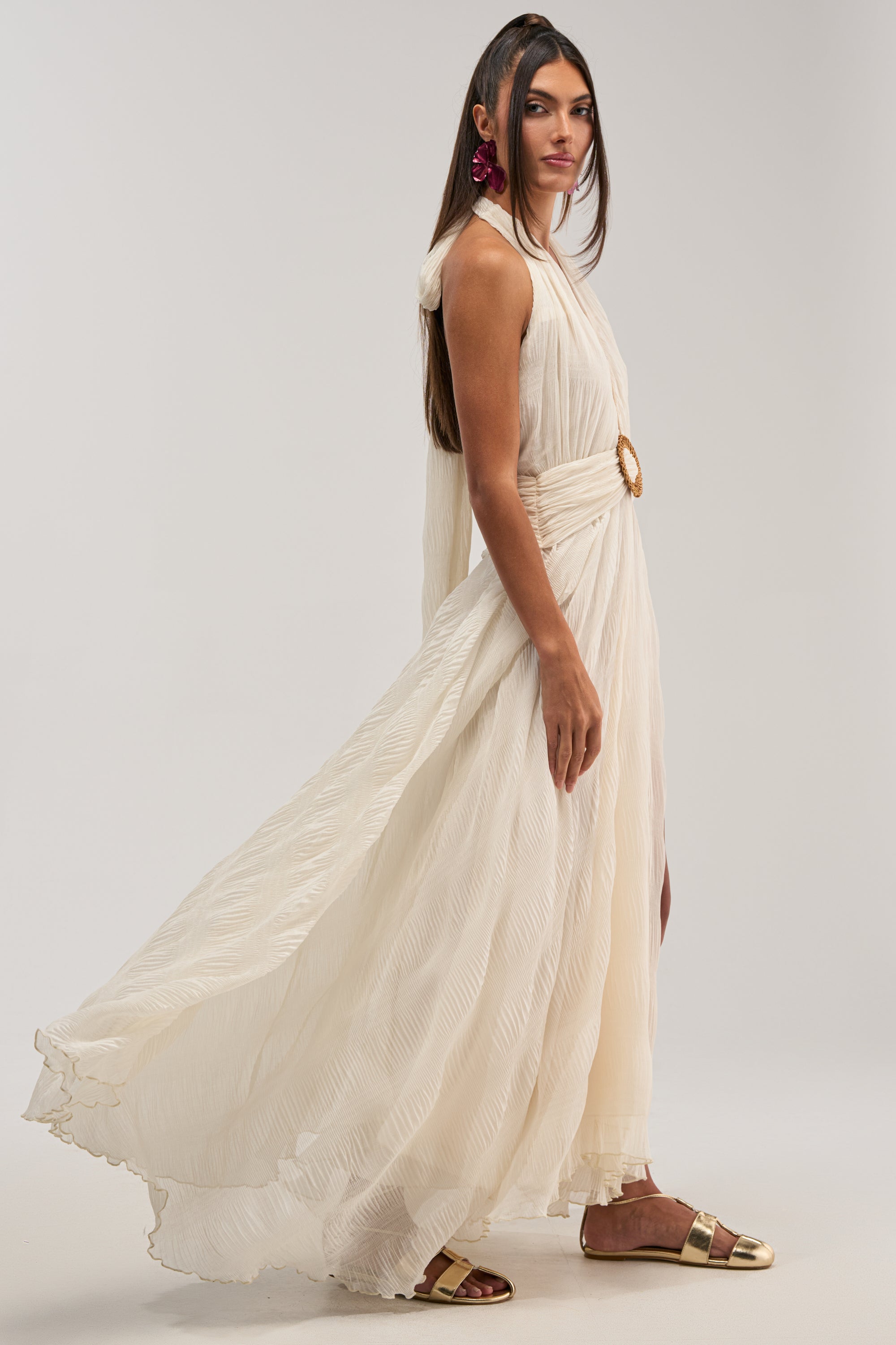 BEACH CLUB BELTED MAXI DRESS IN WHITE