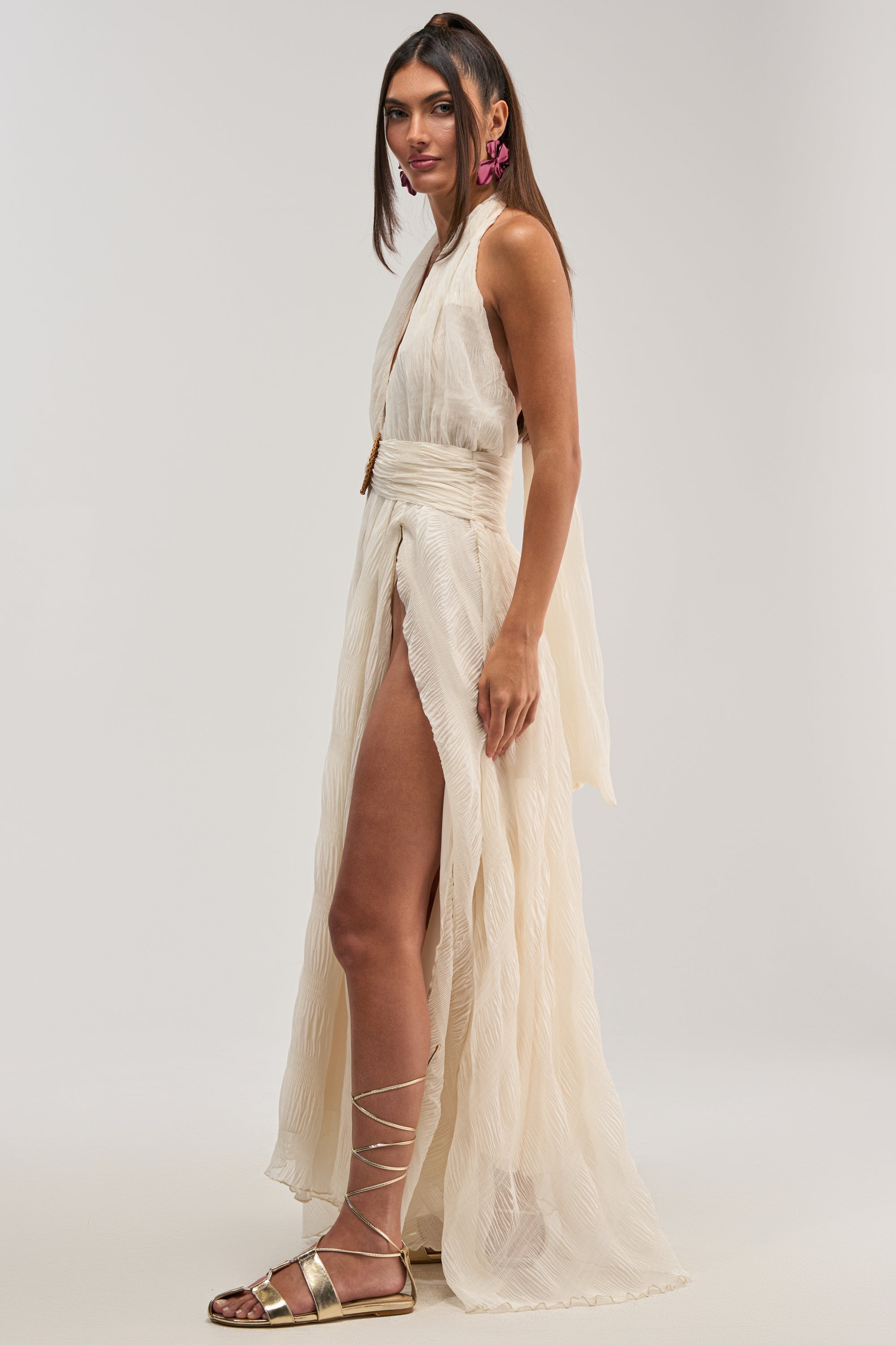BEACH CLUB BELTED MAXI DRESS IN WHITE