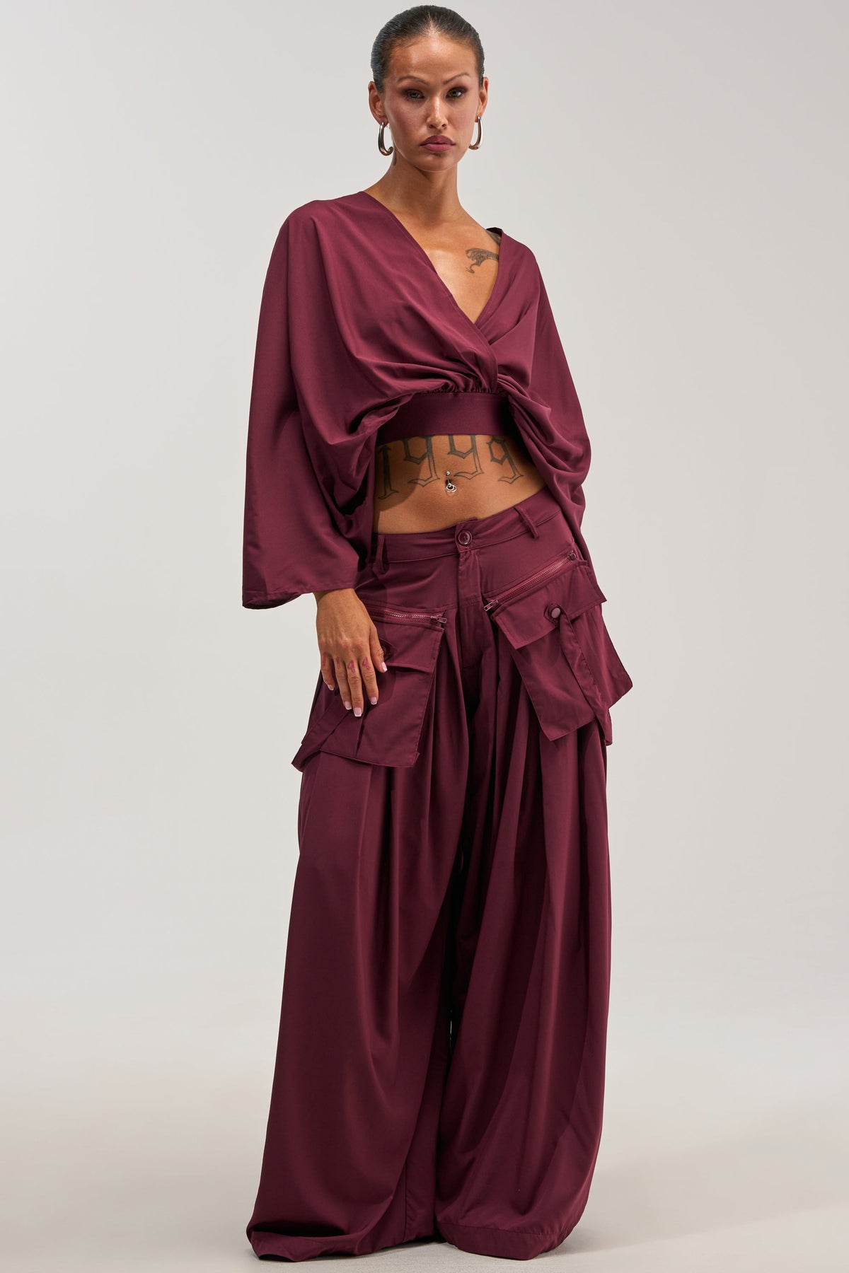 TALK ABOUT ME TROUSER IN DEEP BURGUNDY