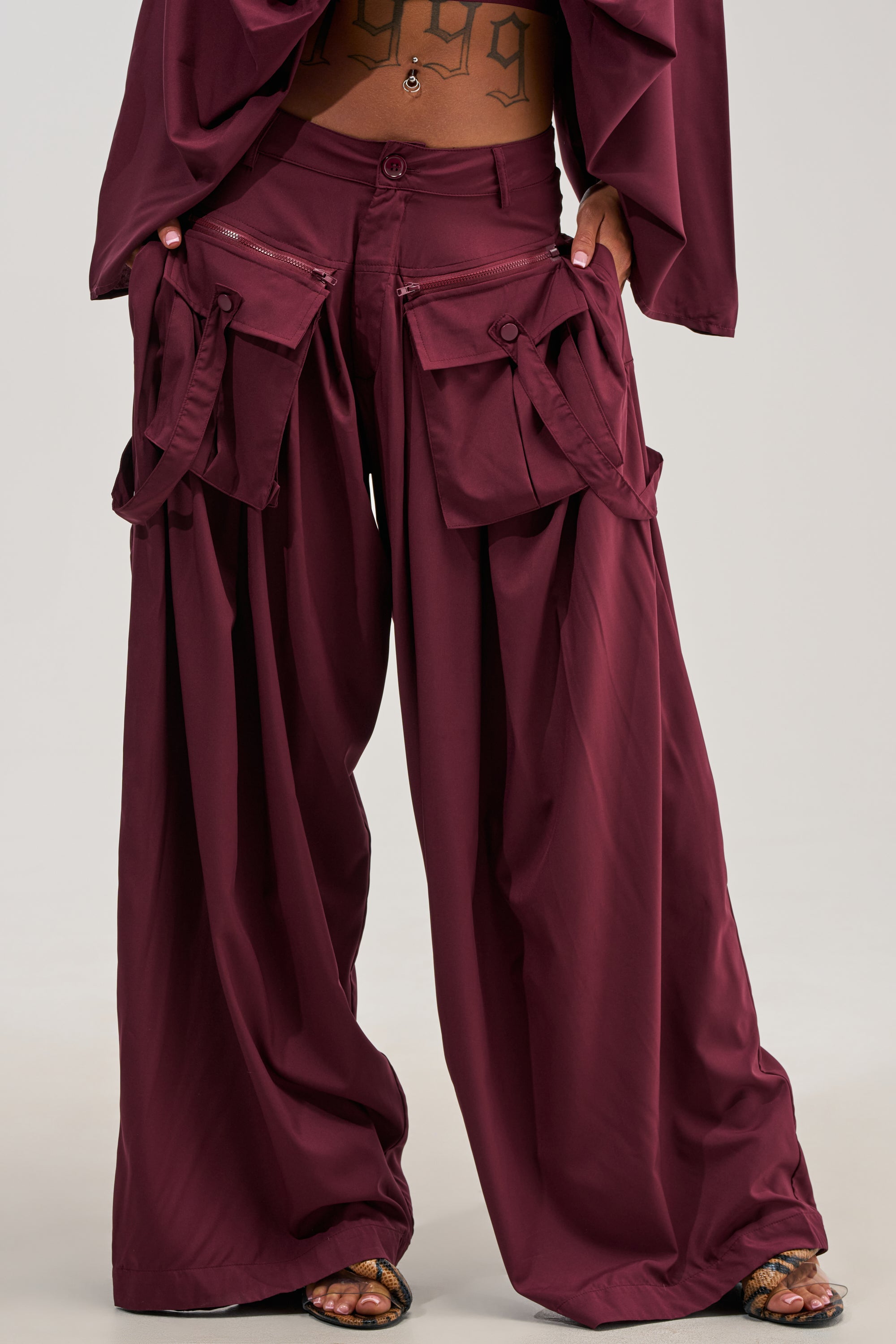 TALK ABOUT ME TROUSER IN DEEP BURGUNDY