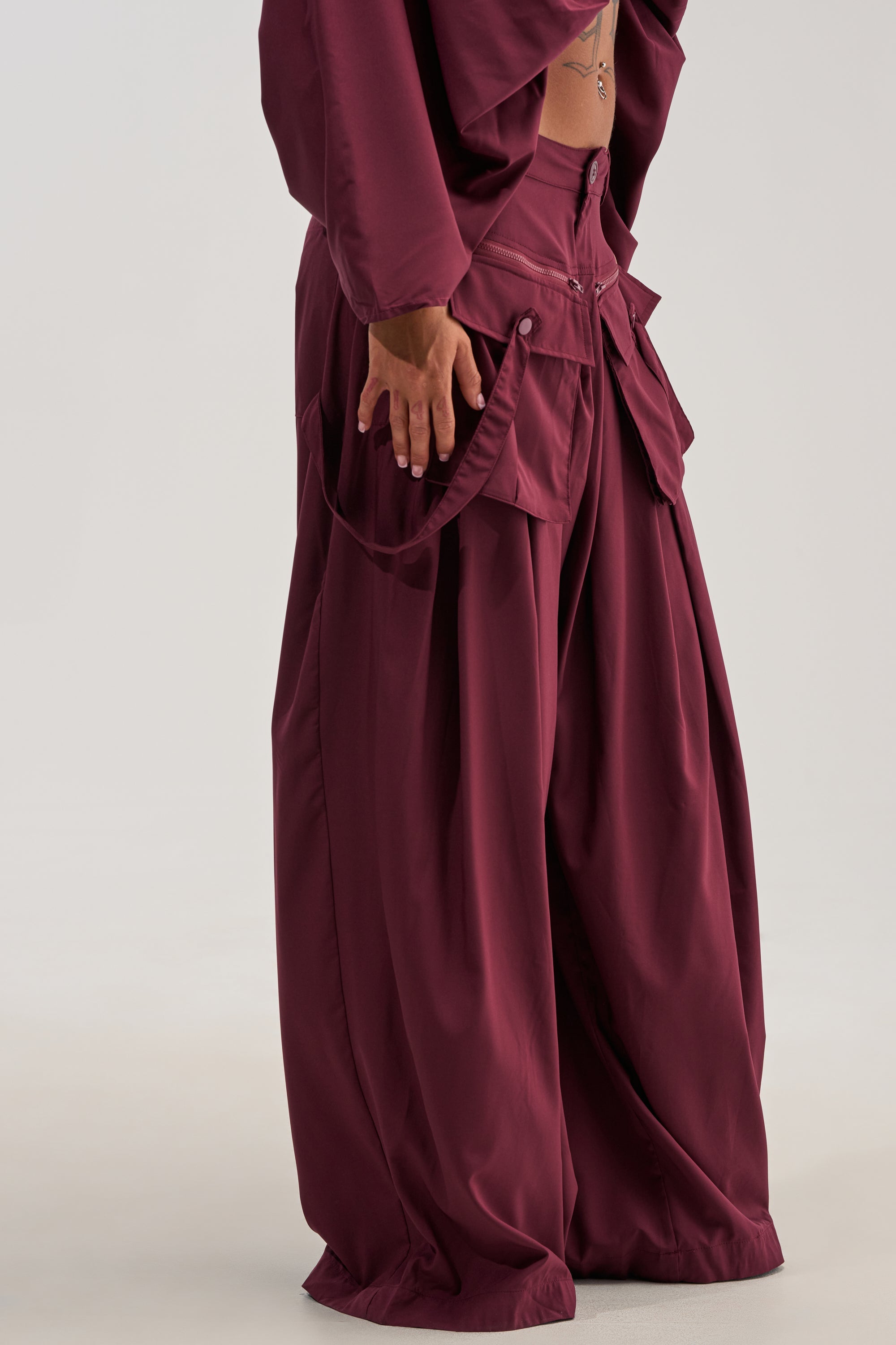 TALK ABOUT ME TROUSER IN DEEP BURGUNDY